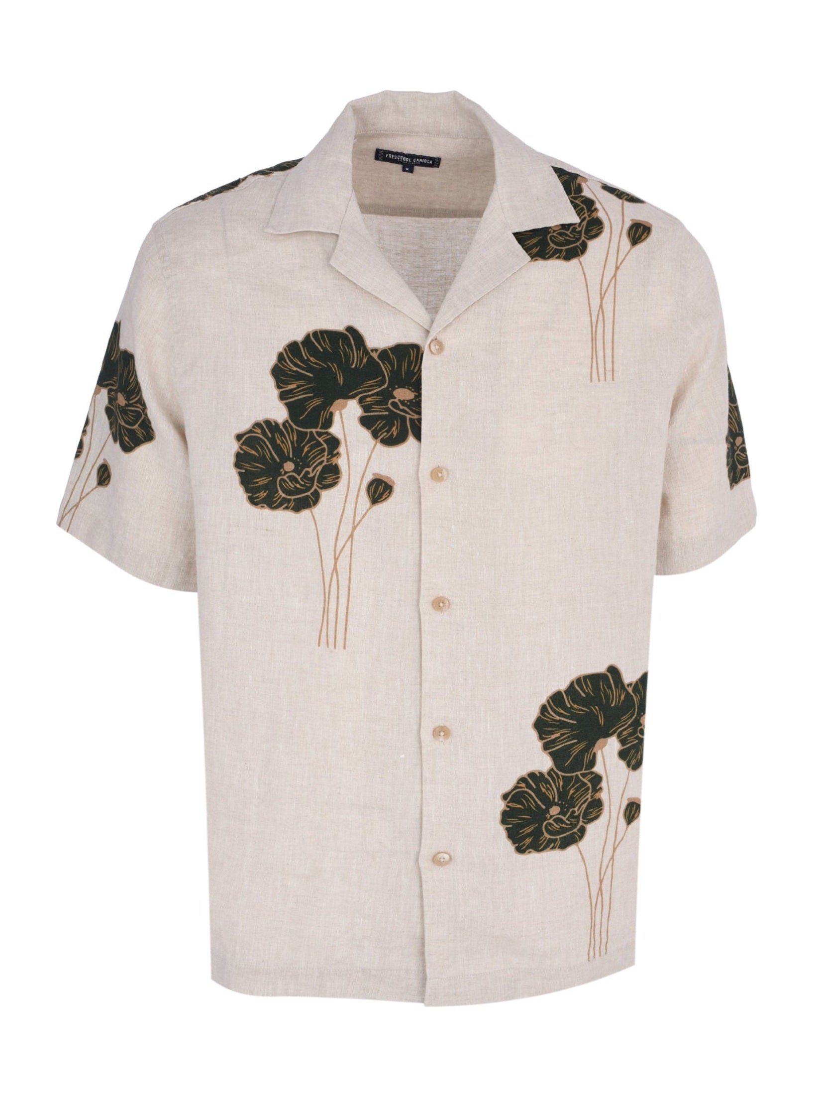 Roberto linen ss shirt linear floral print
