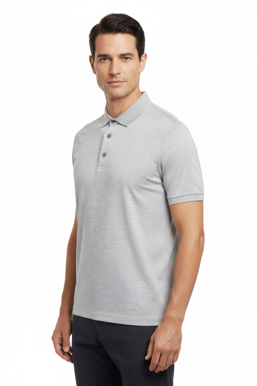 Cotton and silk short sleeves polo
