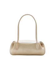 OYSTER SHOULDER BAG EMBOSSED LIZARD COWHIDE LEATHER
