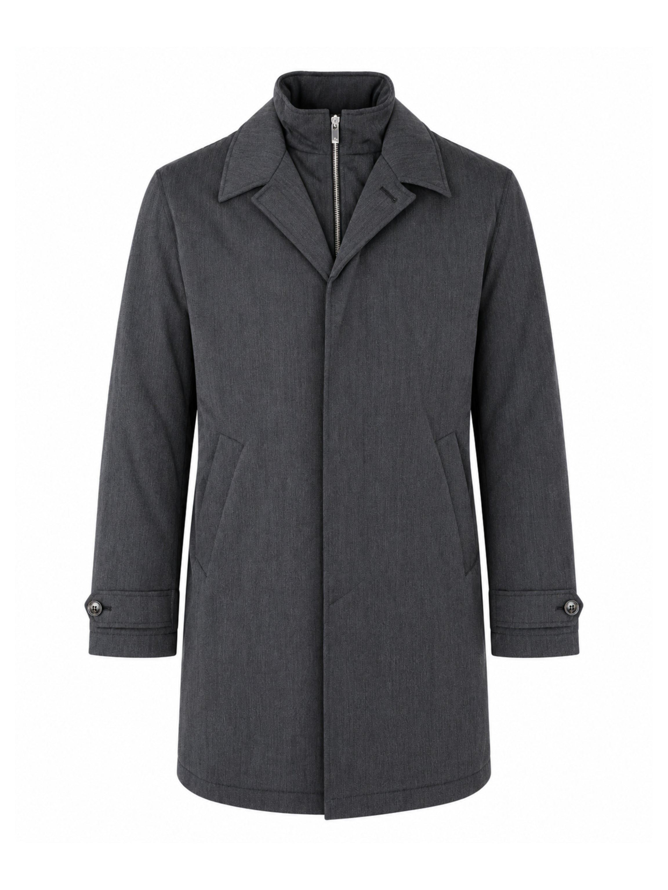 Grey Wool Blend Trench Coat