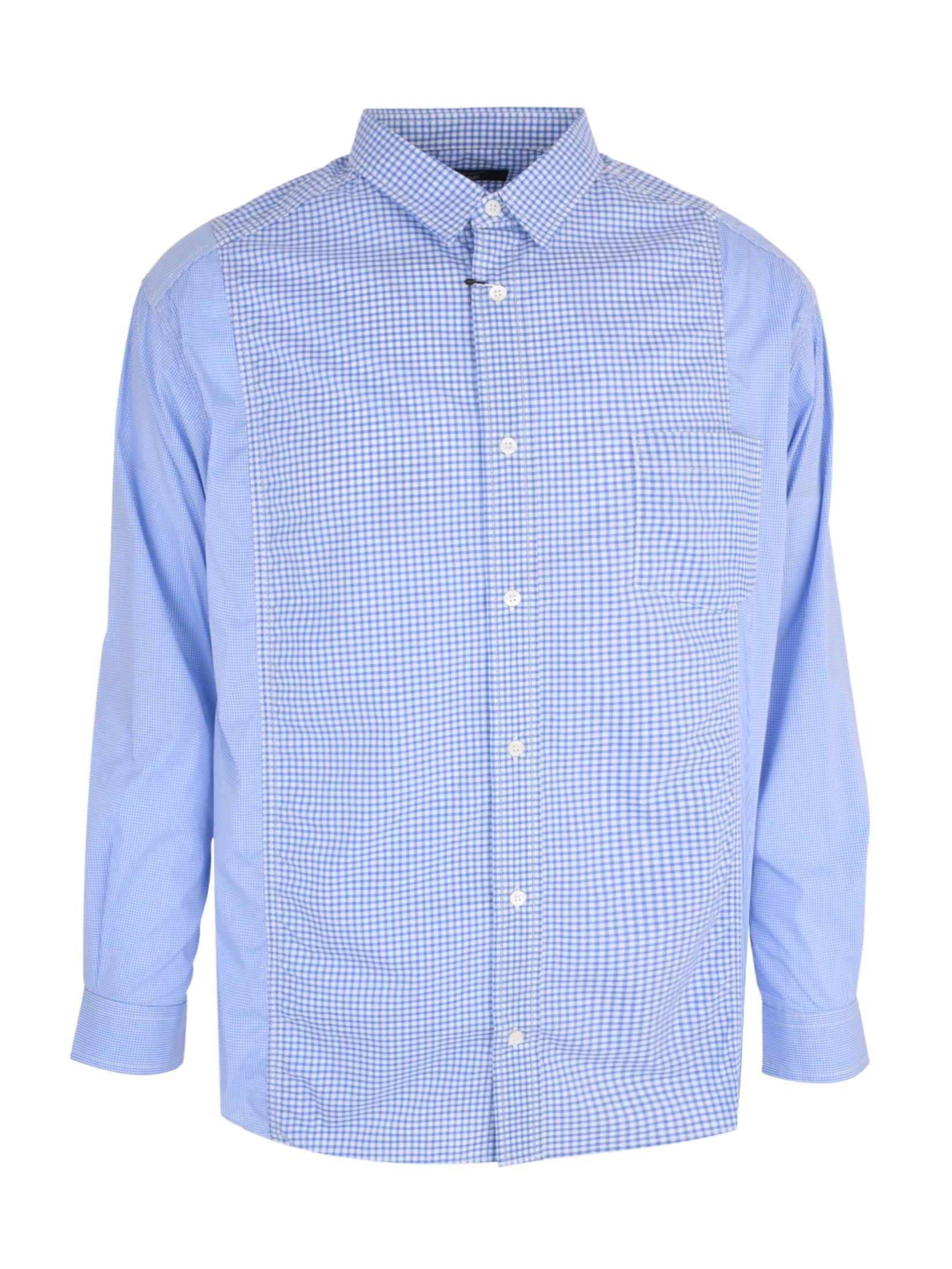 Men's gingham panel shirt blue