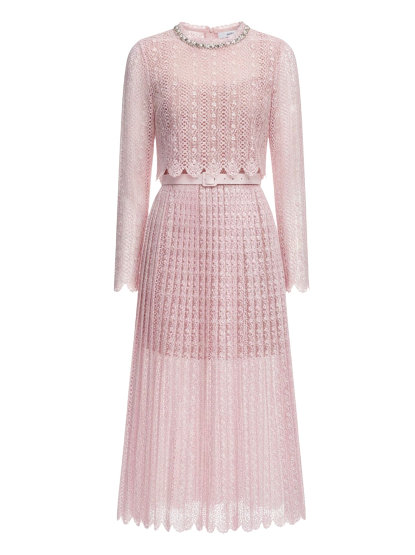 Pink organza lace midi dress