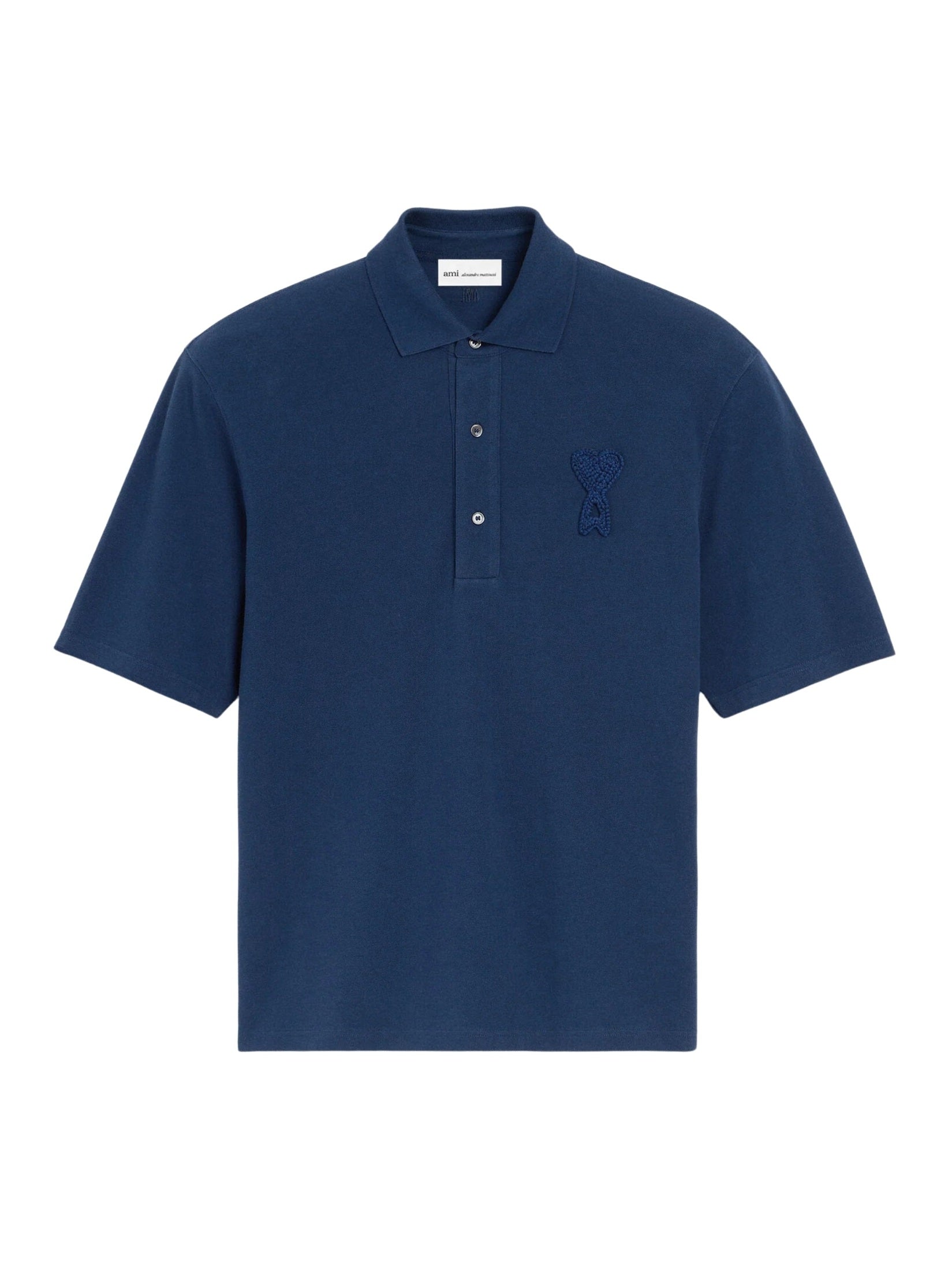Boxy fit polo with ami de coeur knitted patch