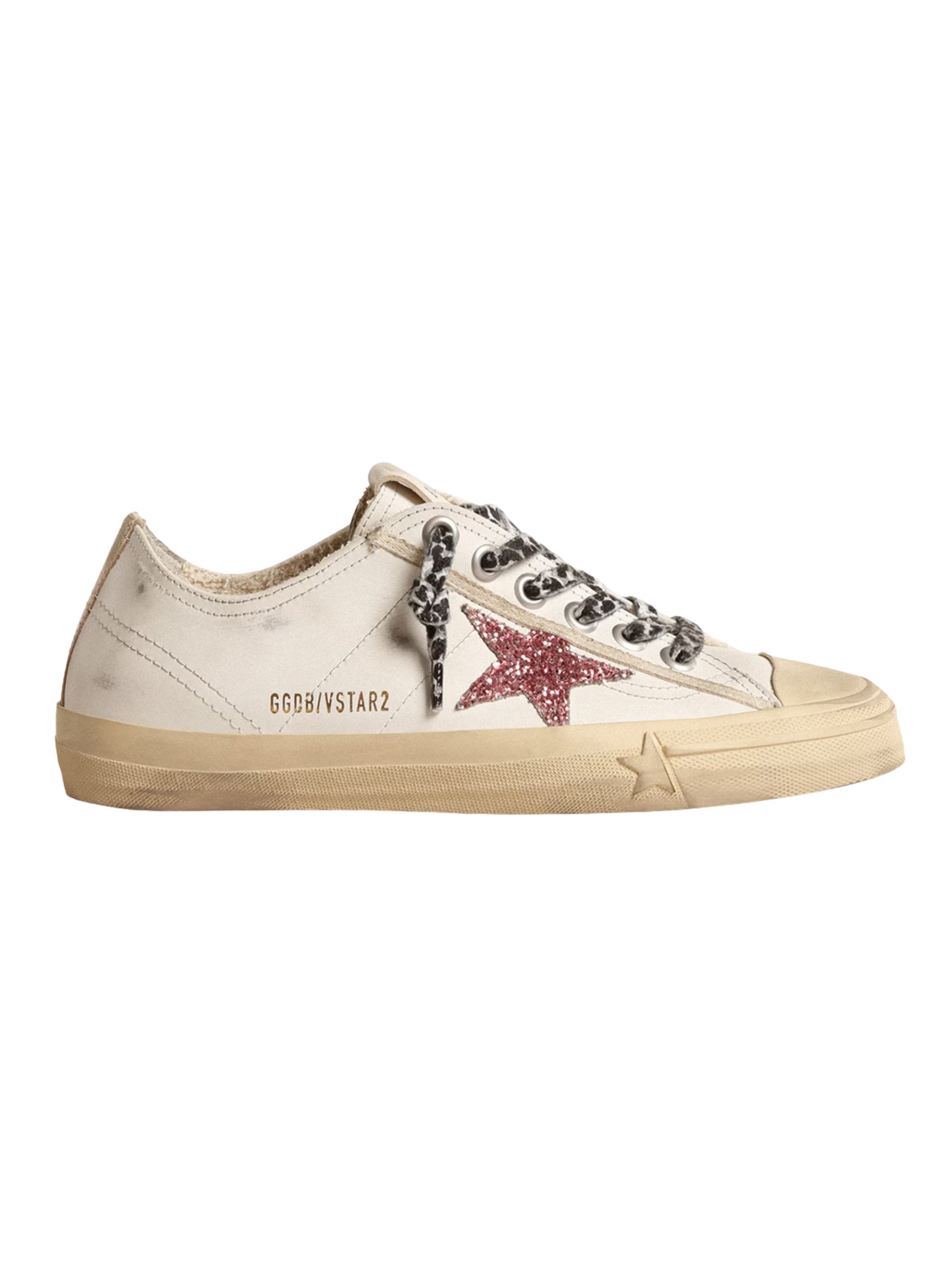 V-Star with pink glitter star and metallic leather heel tab