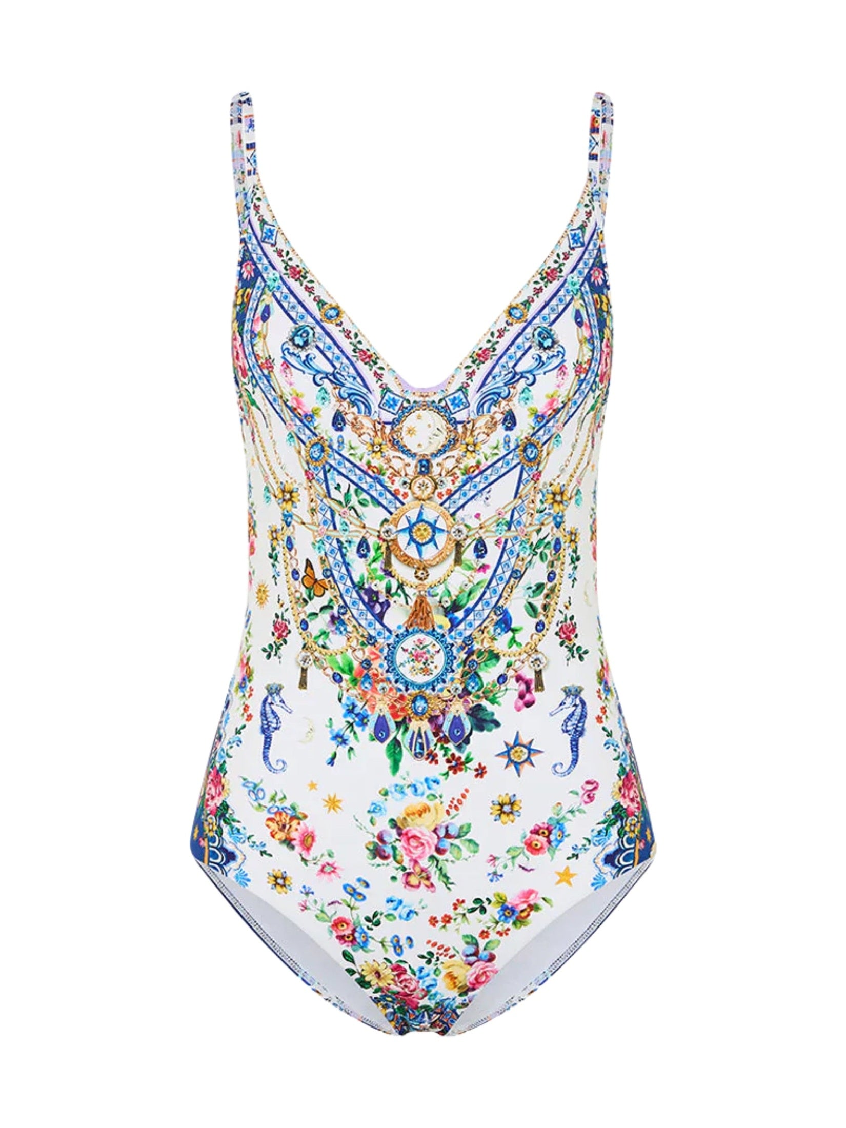 V neck underwire one piece with scoop back