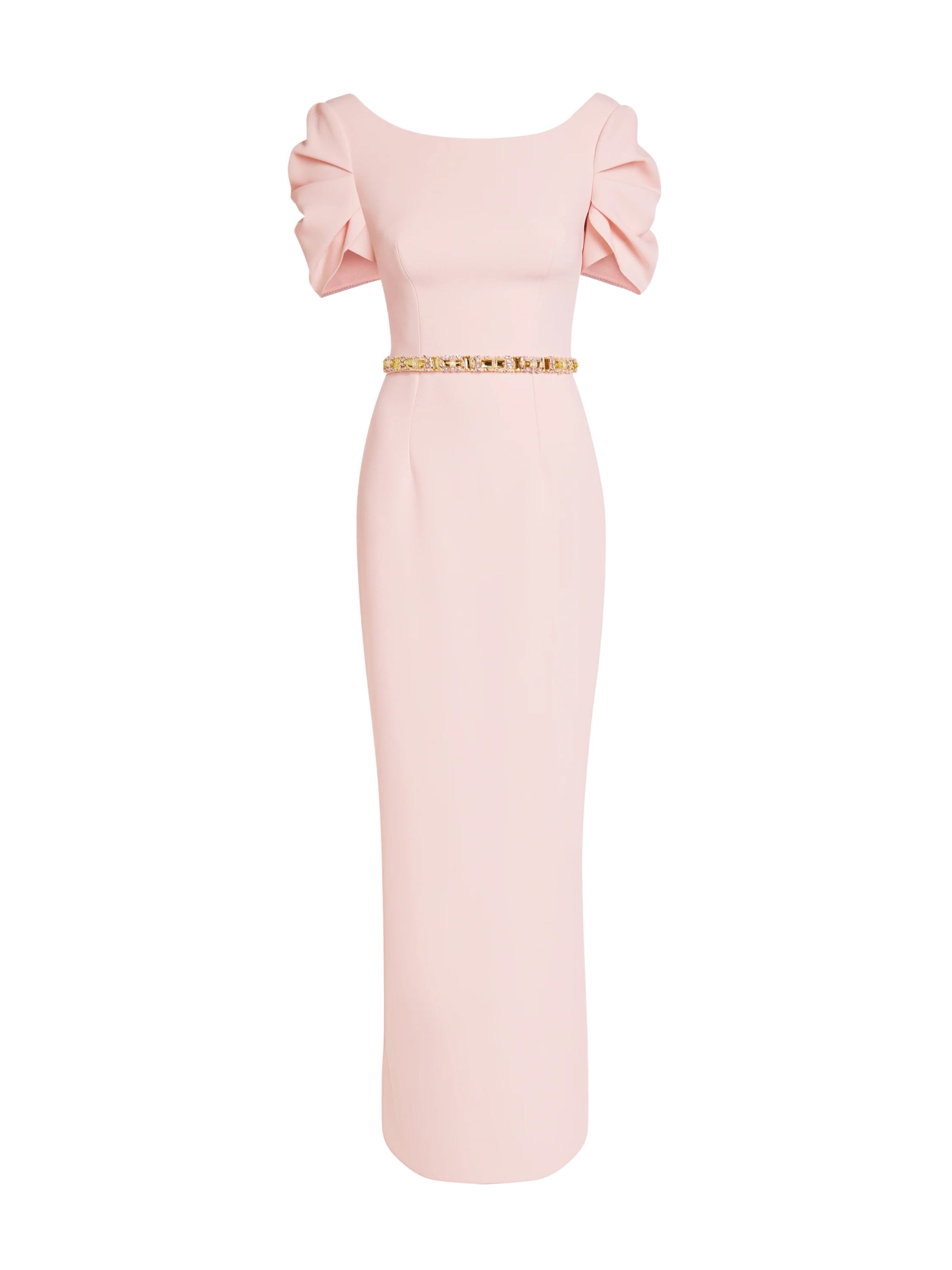 Vanna Long Dress in Pale Pink with Gold