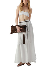 White Wide-Leg Long Skirt