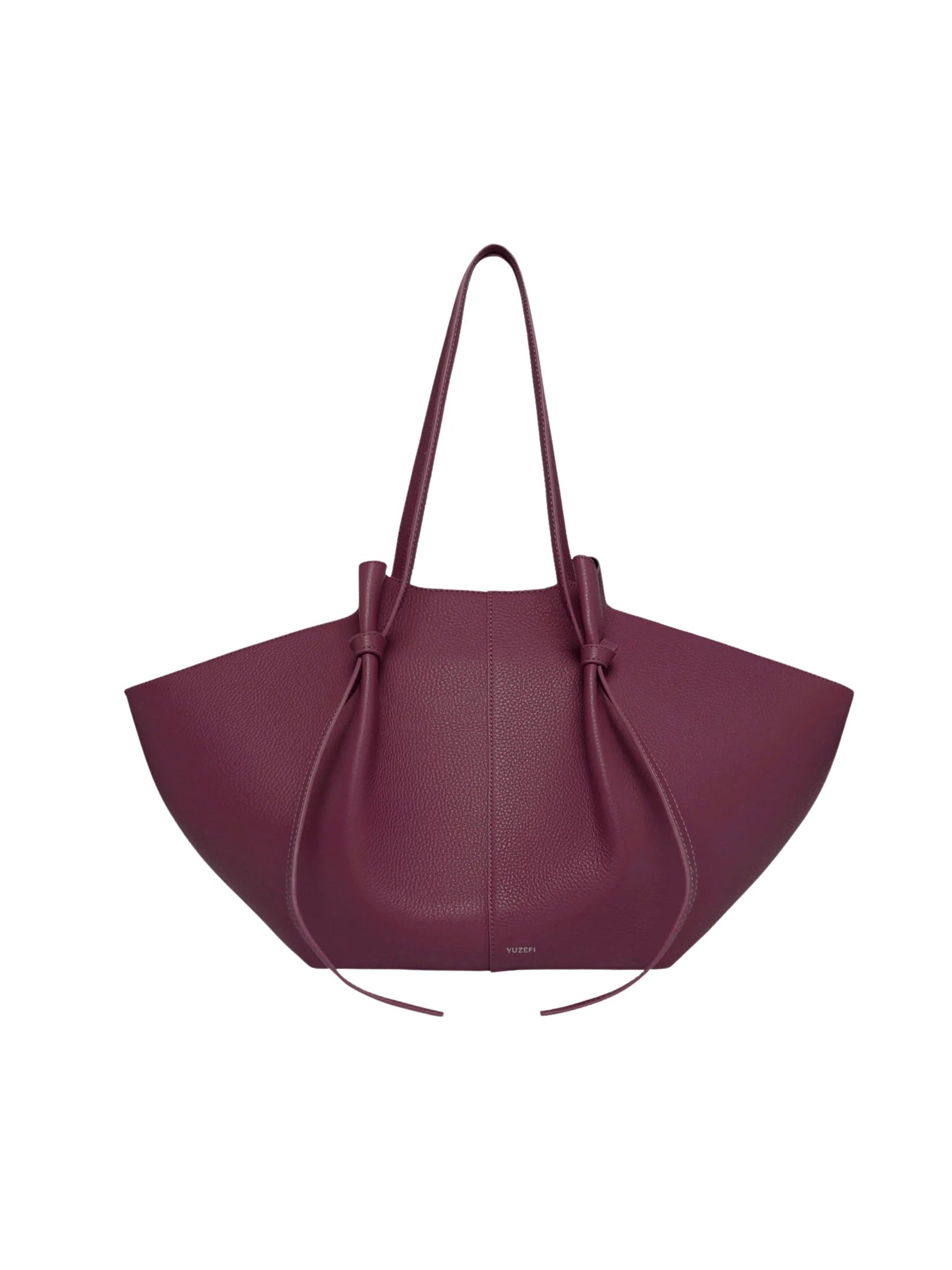 Large mochi wine pebble grained leather