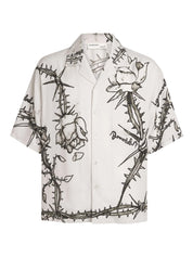 Inked camp collar shirt beige