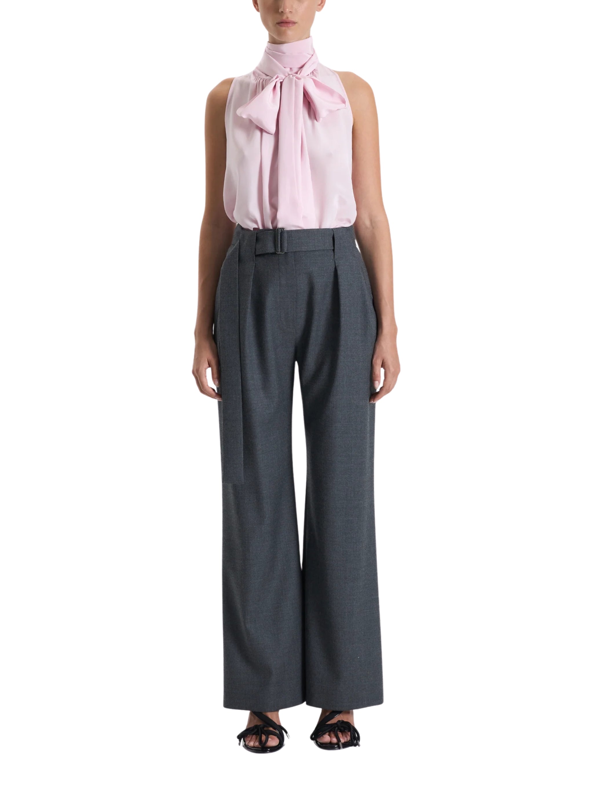 BELTED WIDE LEG TROUSERS