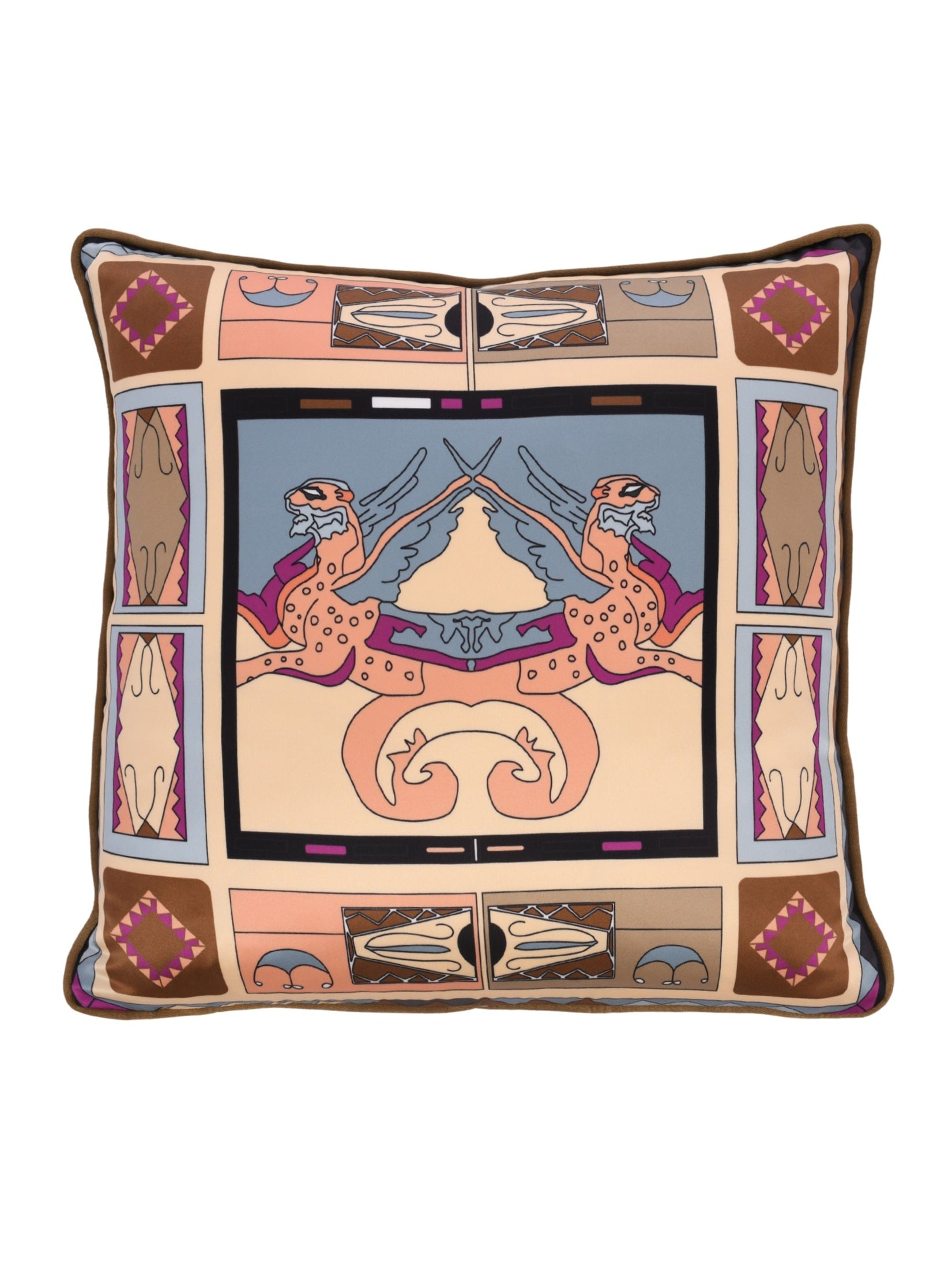 Zeugma mosaic printed silk pillow