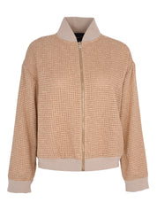 Sequin mesh bomber with knit detail