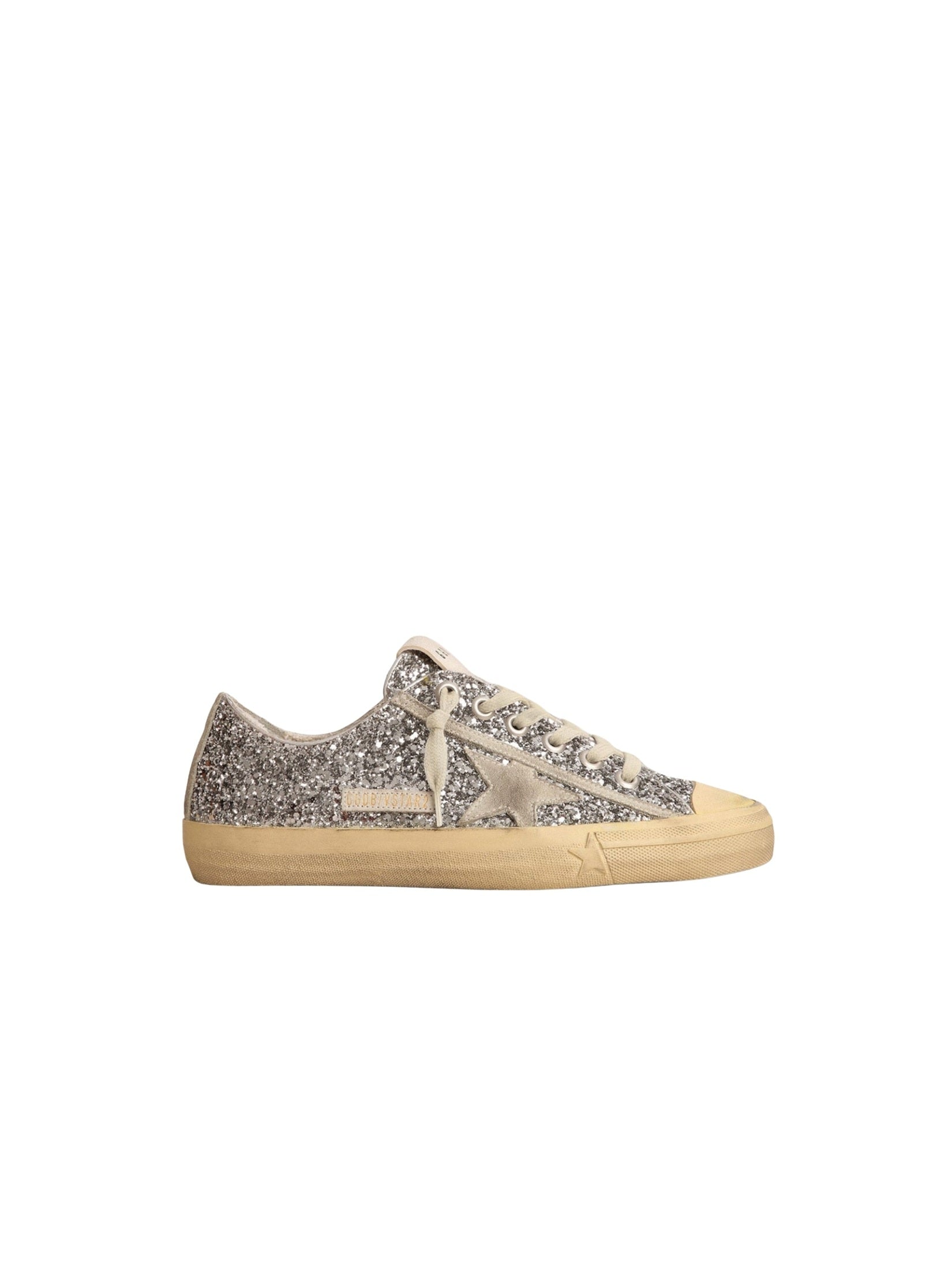 V- star glitter upper rubber toe suede star and list