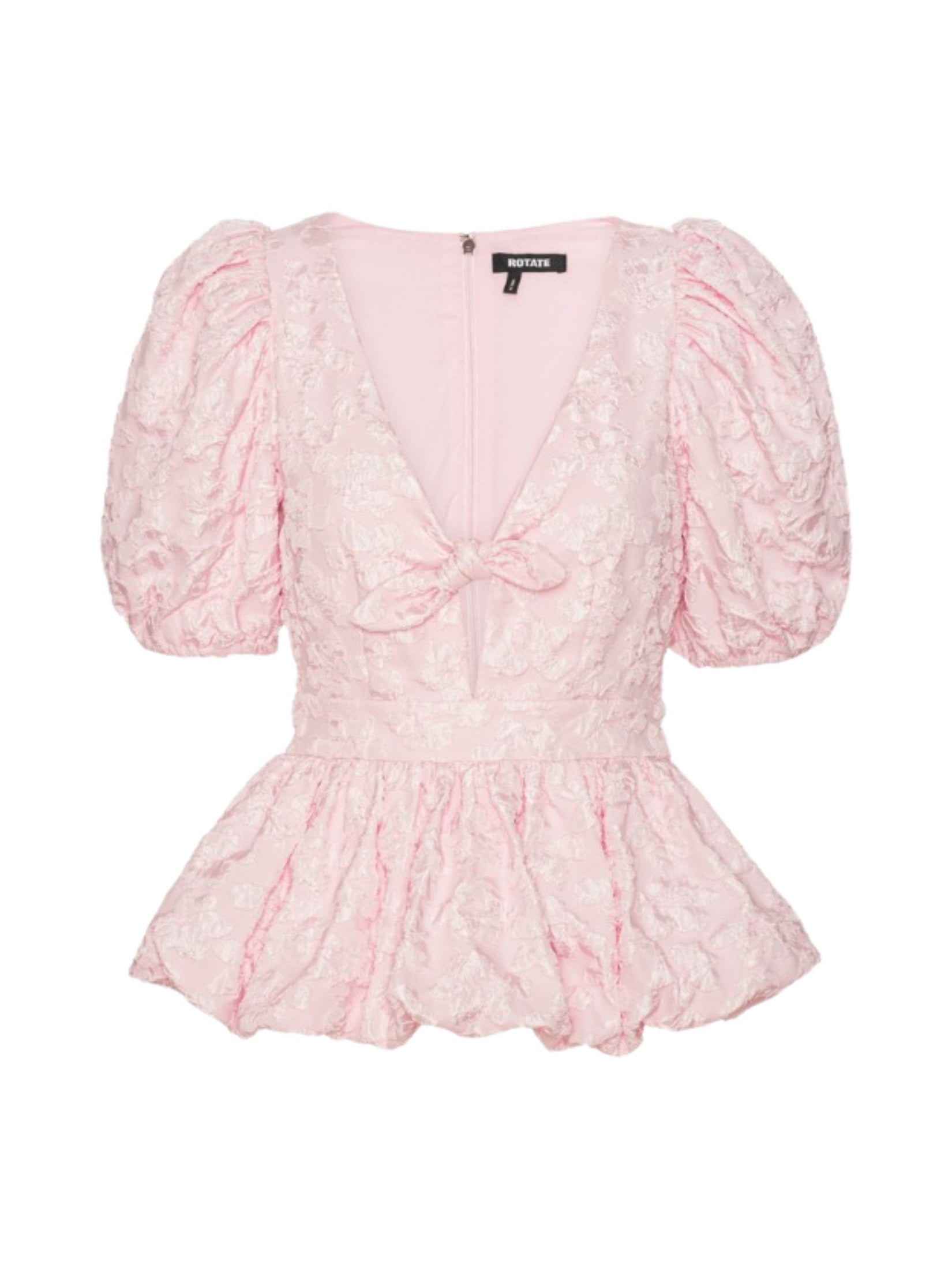 Jacquard puff sleeve top