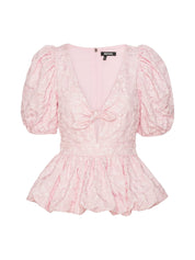 JACQUARD PUFF SLEEVE TOP