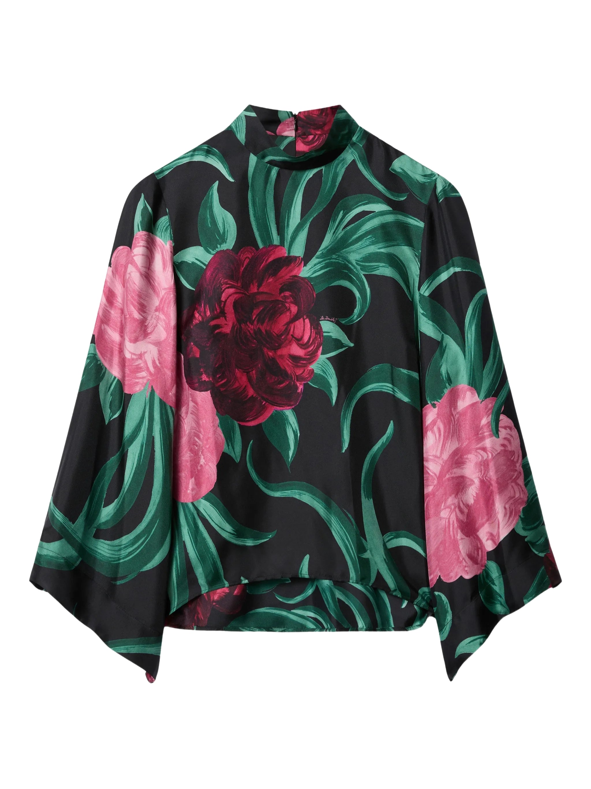 Make An Exit Top Peony Black In Silk Twill