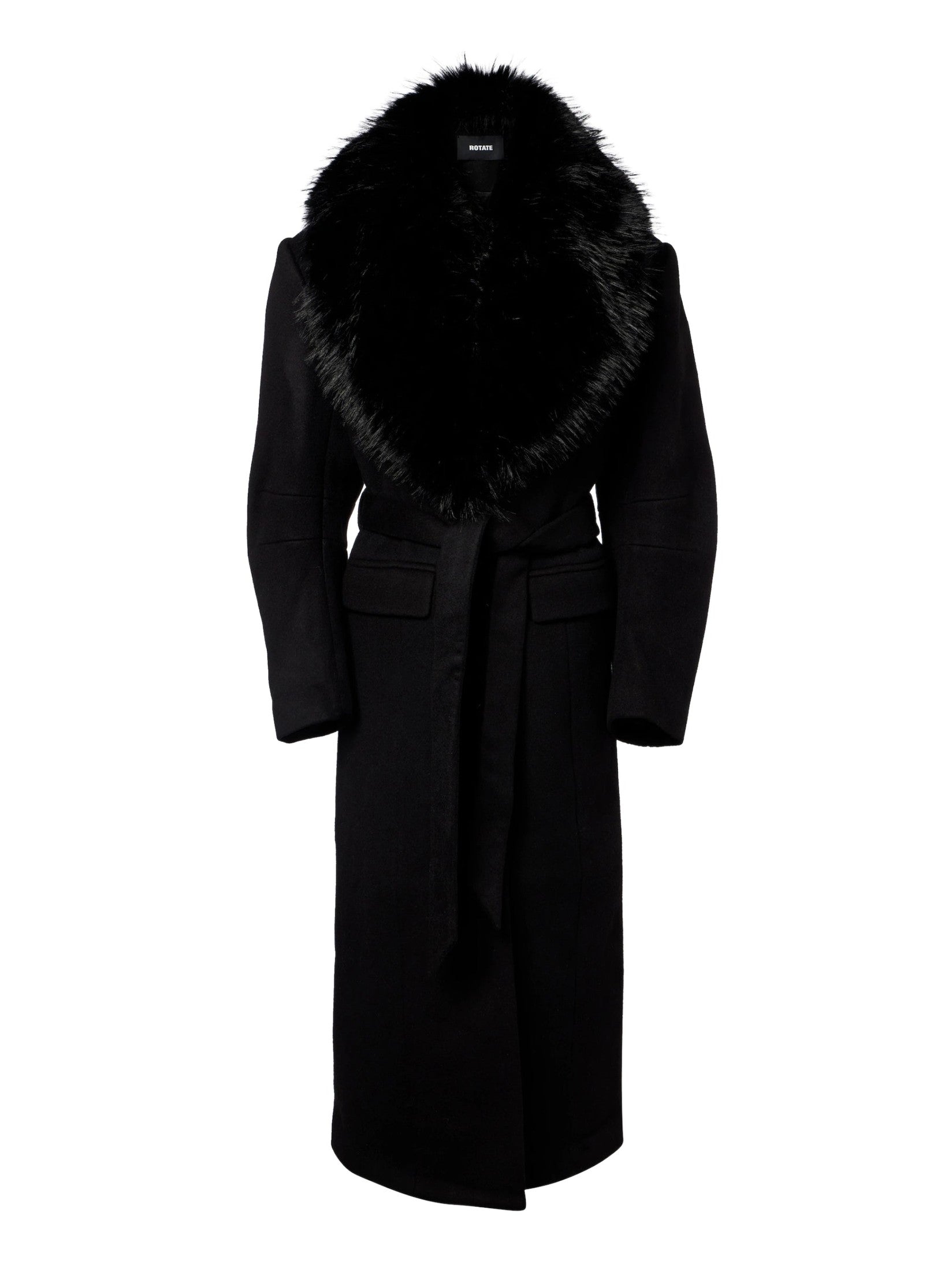 Faux fur collar long coat