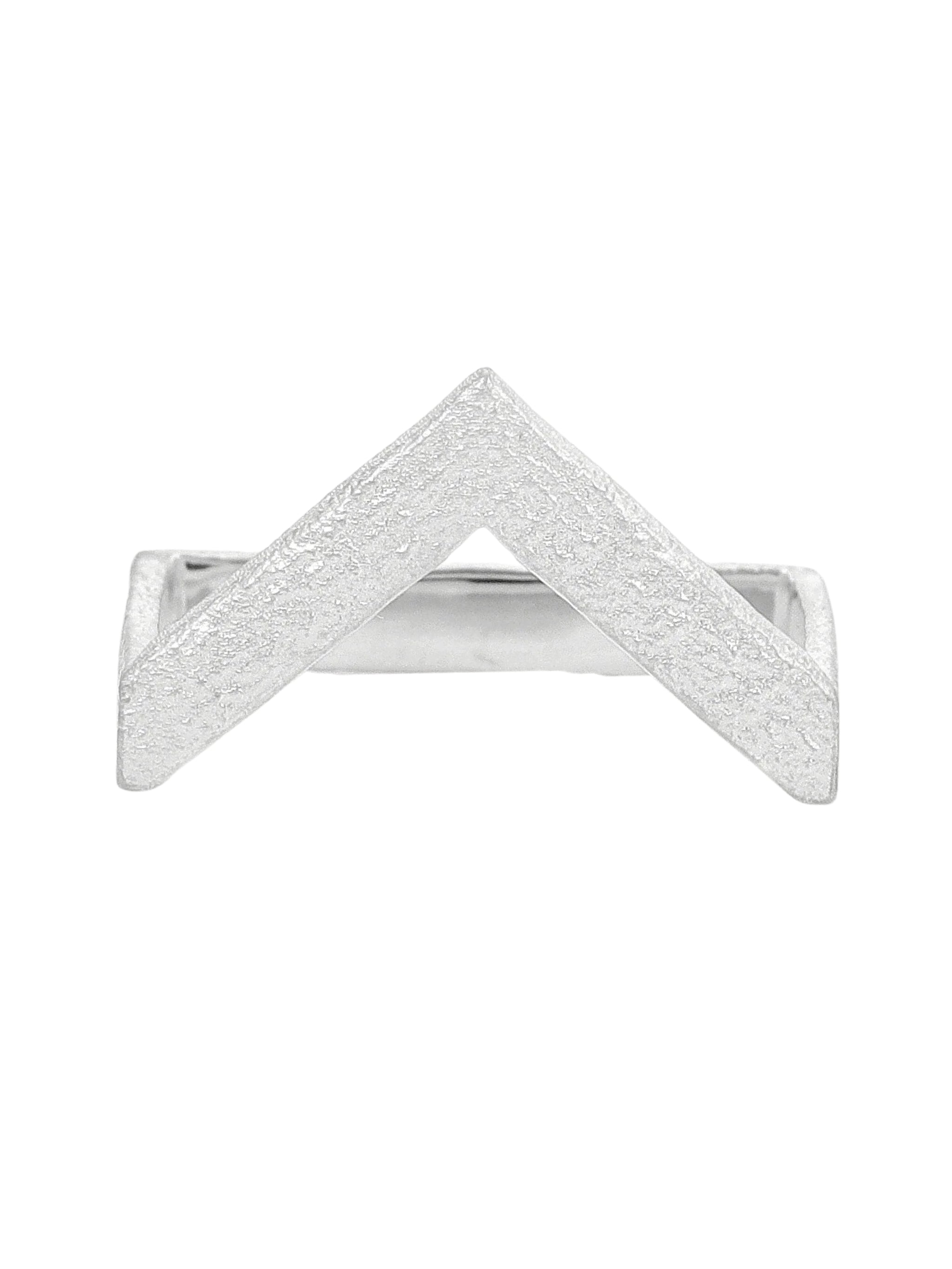 Arrow ring in sterling silver & rhodium and white cz