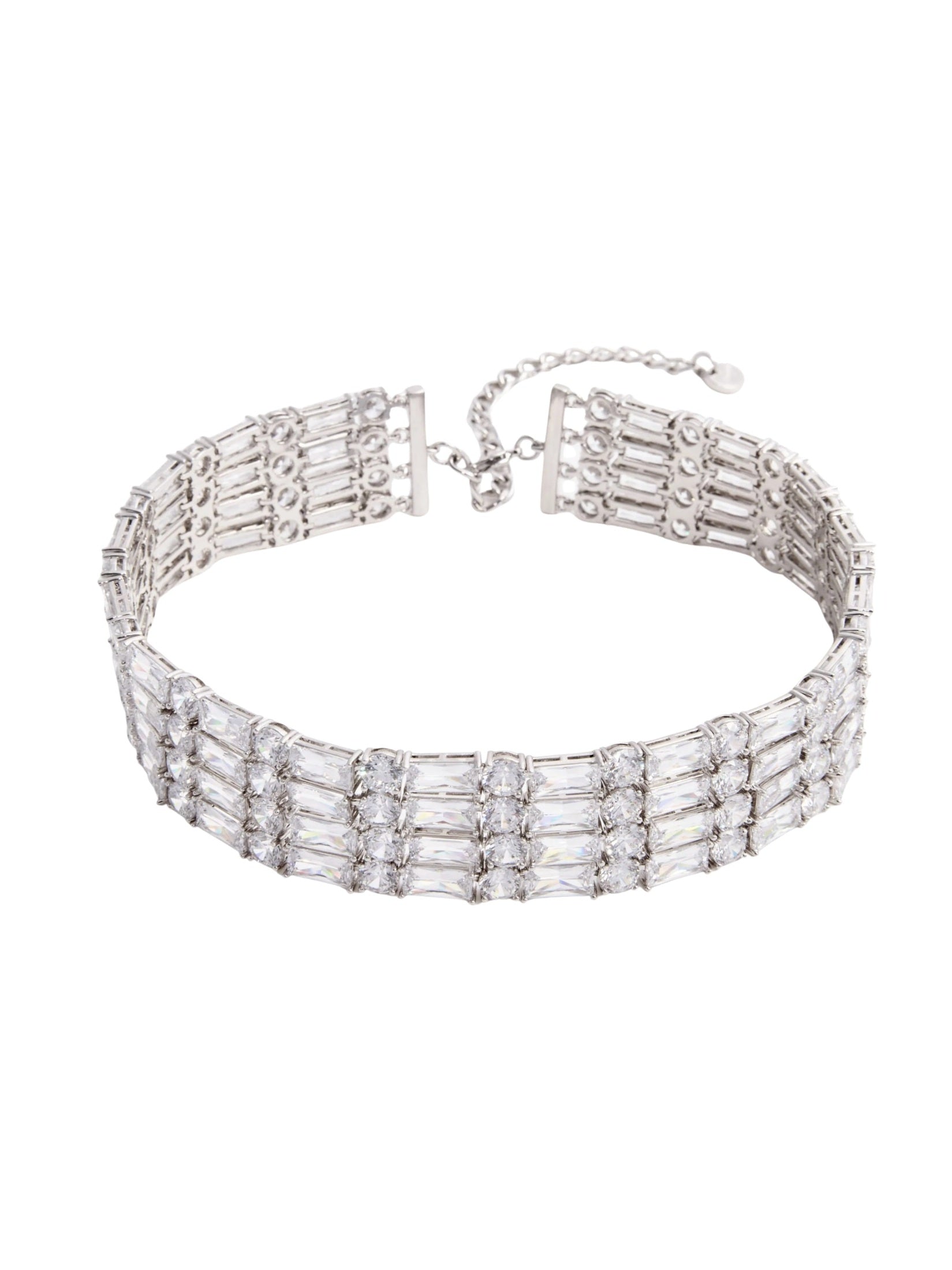 Silver crystal choker