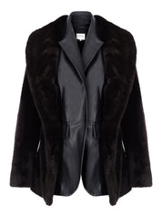FAUX LEATHER BLAZER-DETAIL FAUX FUR COAT