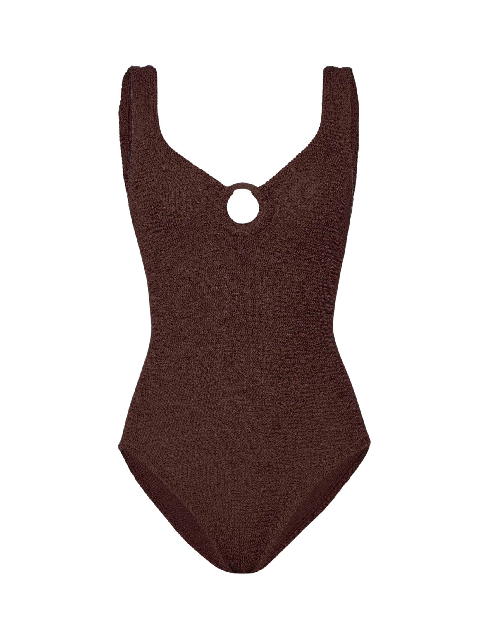 Coverage celine swim with fabric covered hoops - m metallic crinkle metallic chocolate