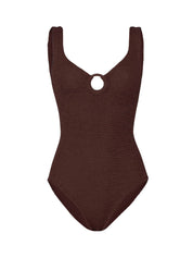 Coverage celine swim with fabric covered hoops - m metallic crinkle metallic chocolate