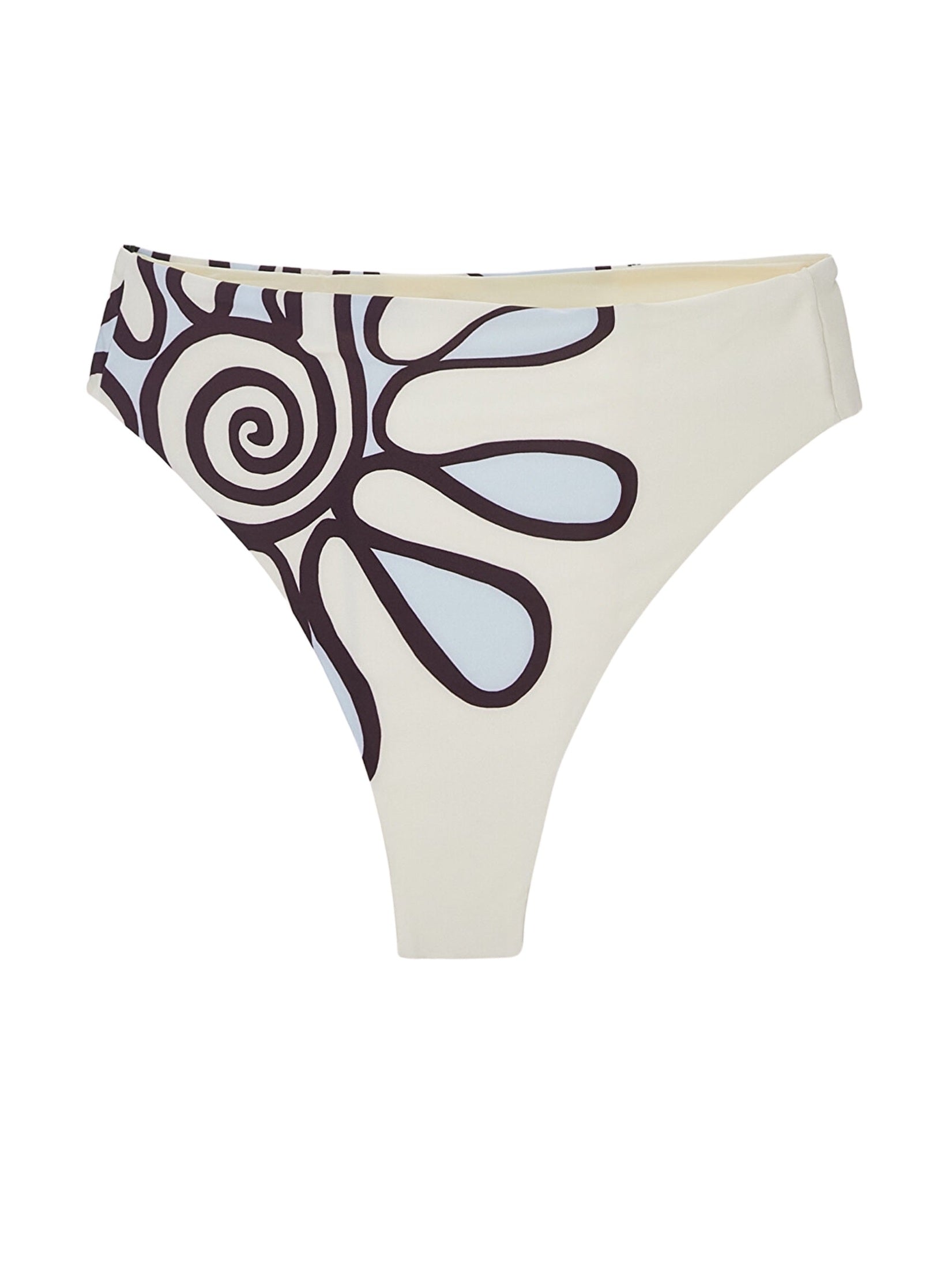 High rise bikini bottom with extra high cut leg