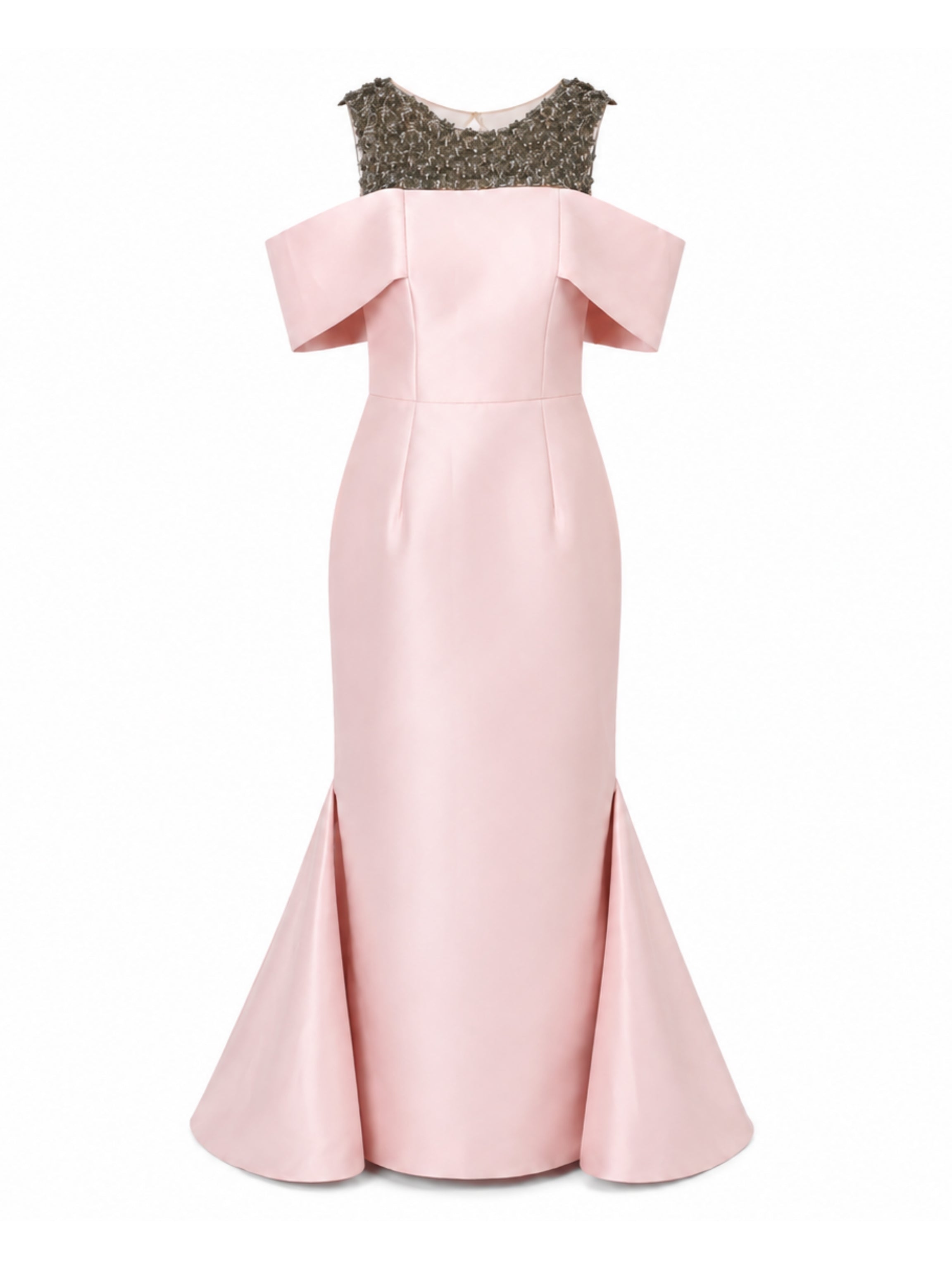 Hand embroiderd with off shoulder sleeves rap fish cut