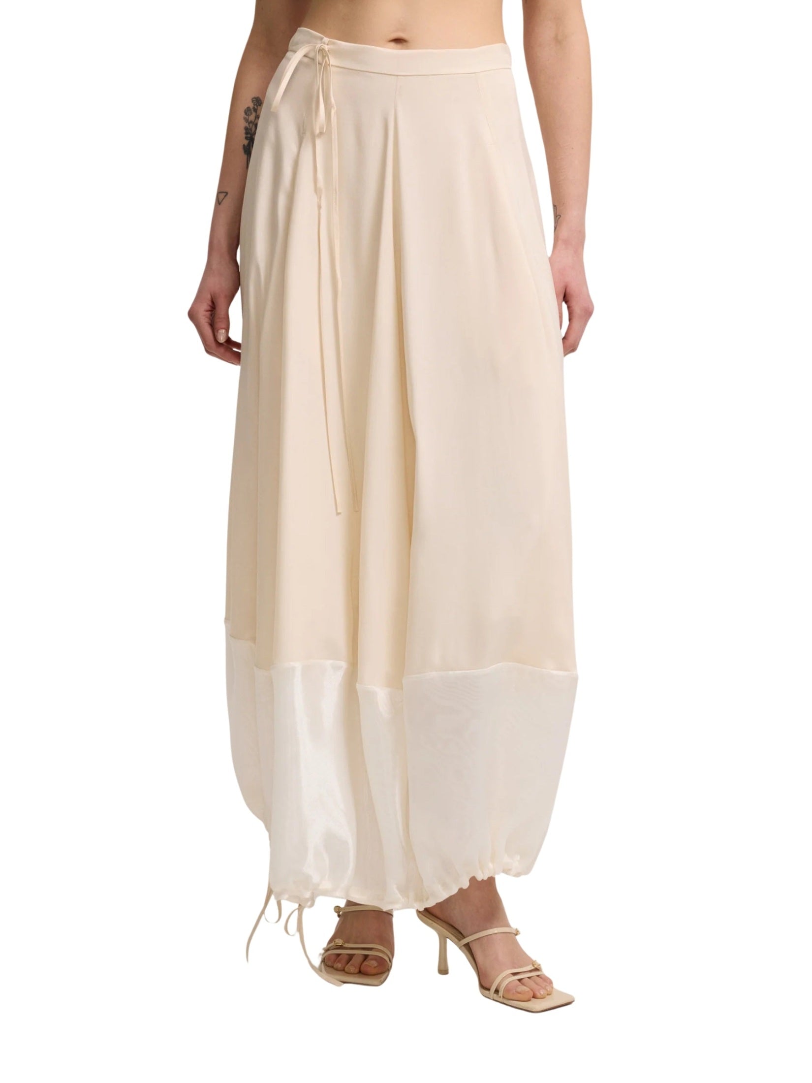 Long skirt with gathered detail