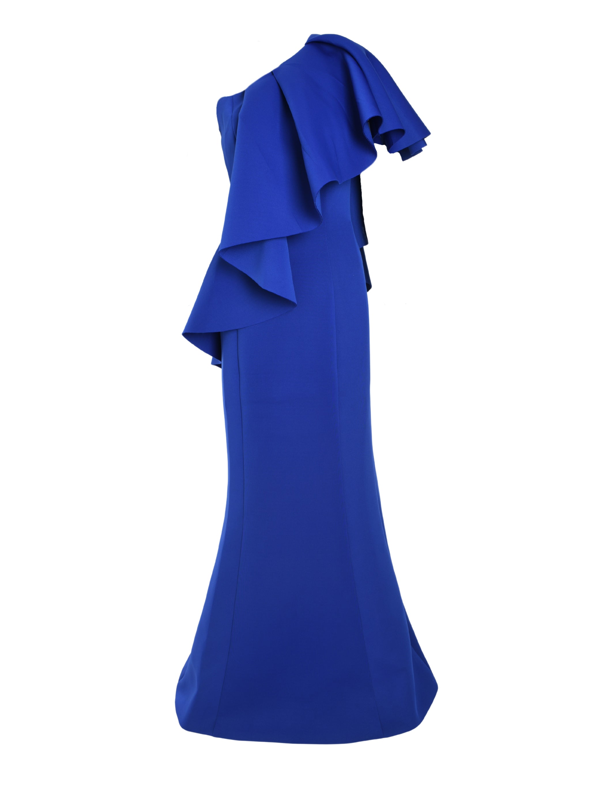 RUFFLED SCUBA LONG DRESS