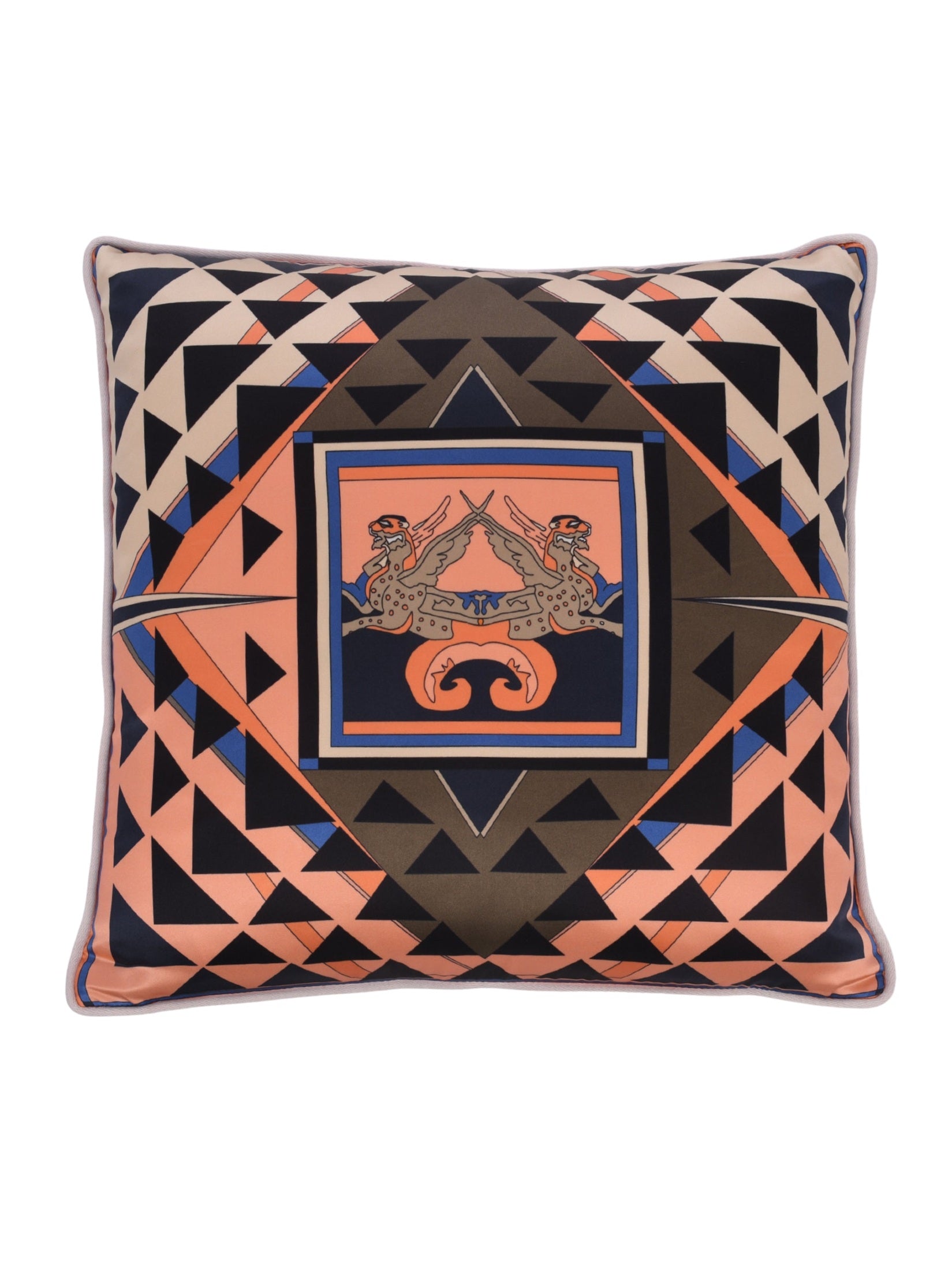 Zeugma geometric printed silk pillow