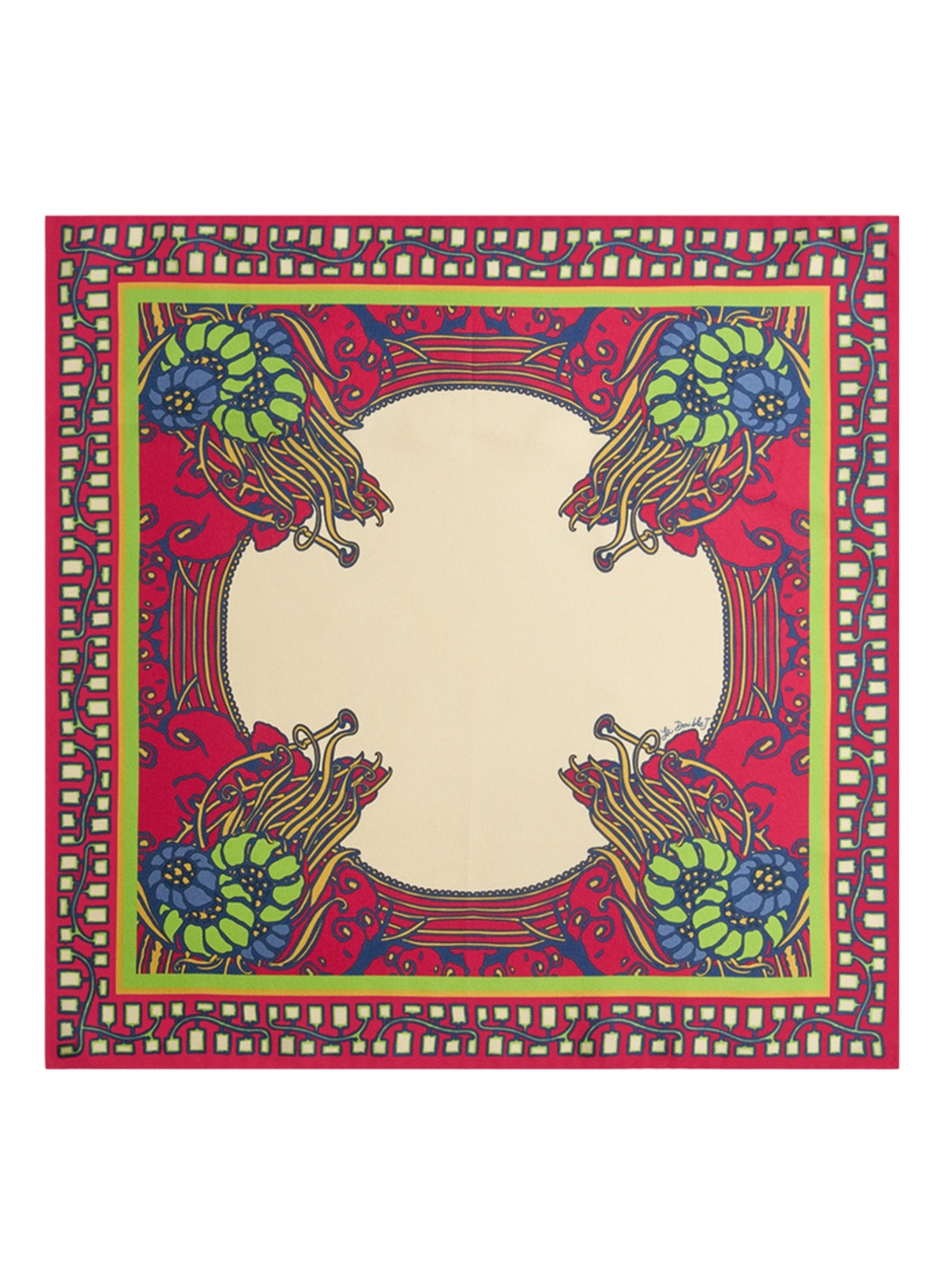 Mini foulard lemuria placée pink in silk twill (45x45)