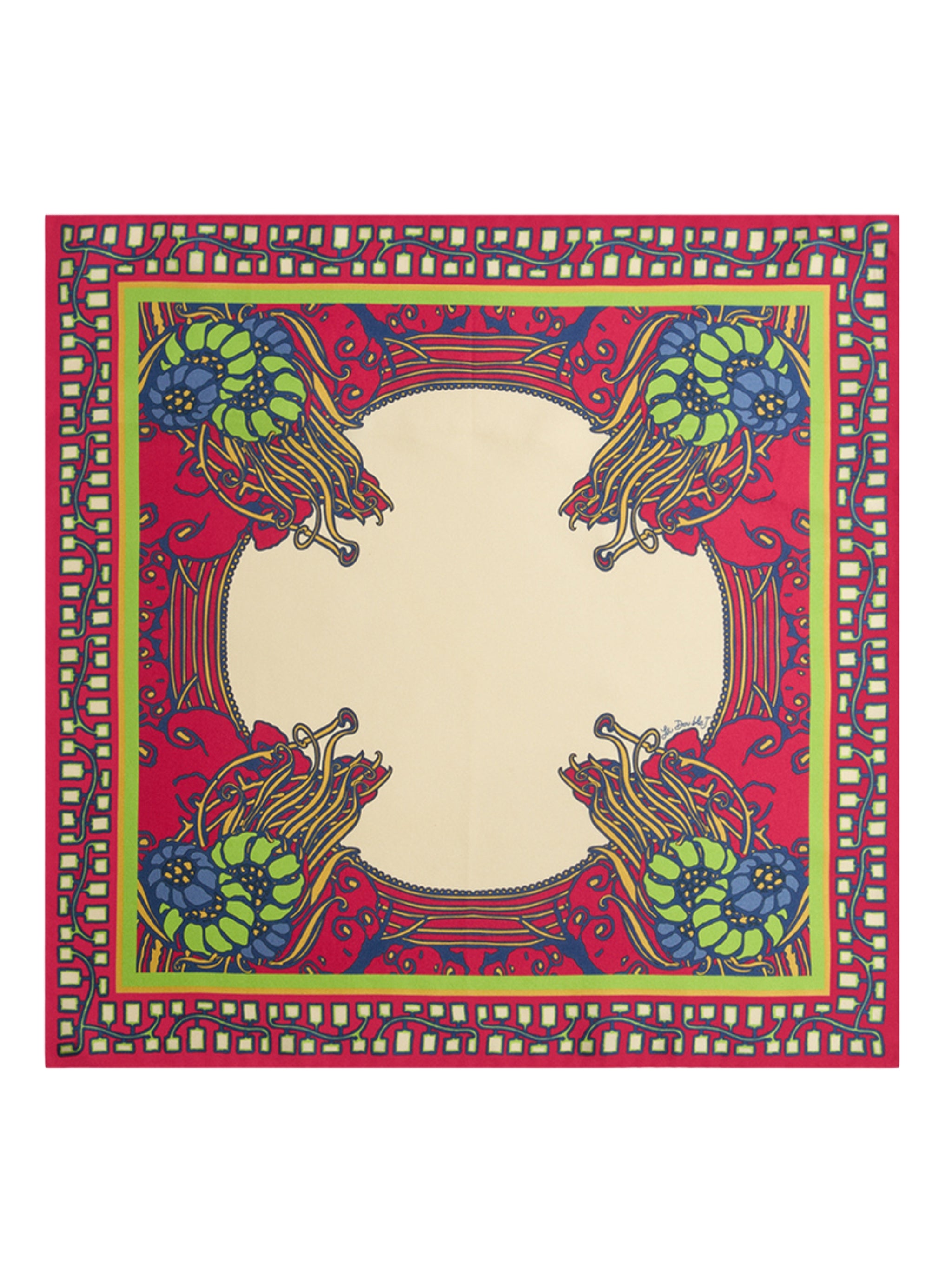 Mini Foulard Lemuria Placée Pink In Silk Twill (45X45)