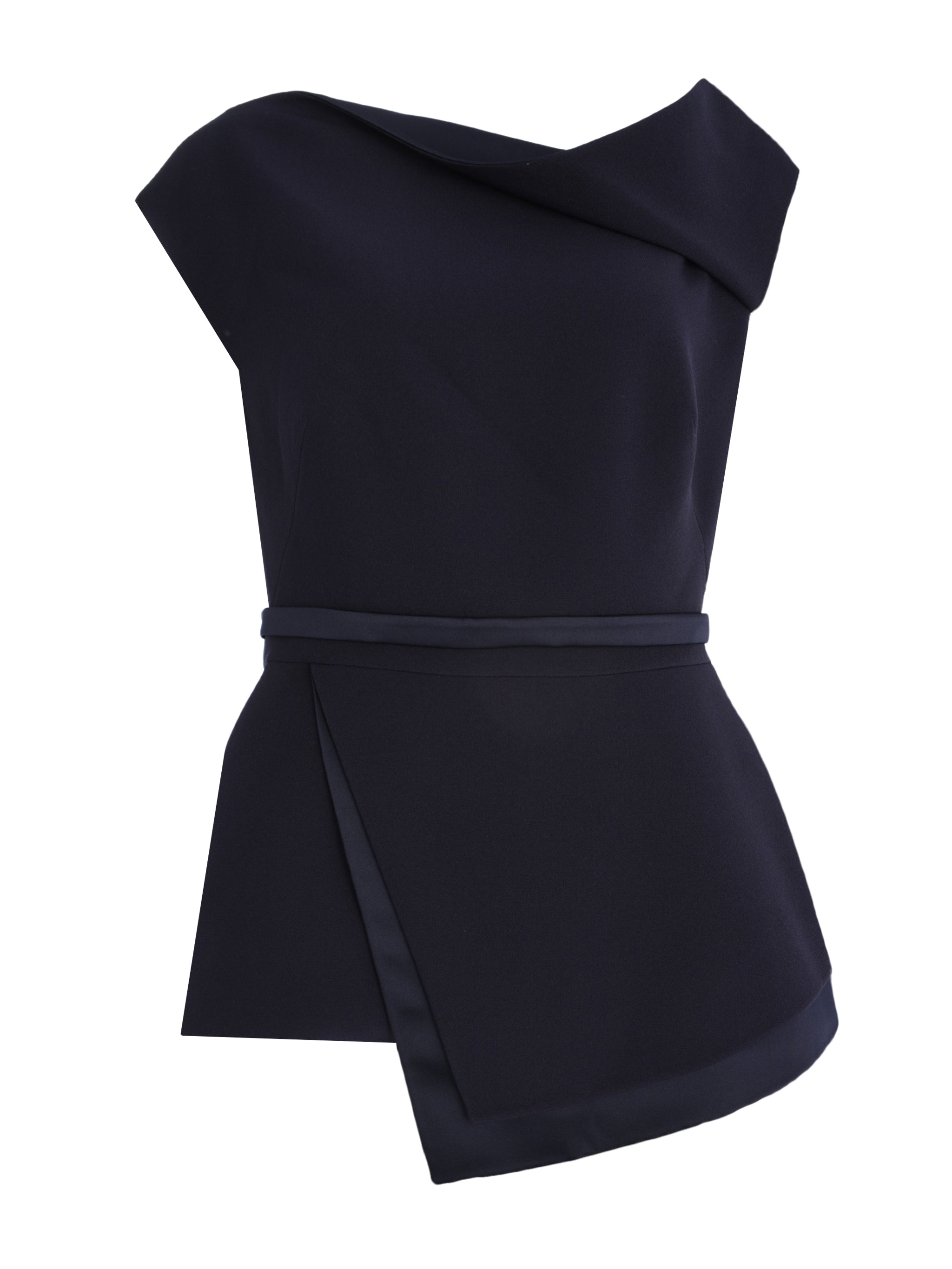 FARRAH ASYMMETRIC TOP WITH FOLD OVER DETAIL AND PEPLUM
