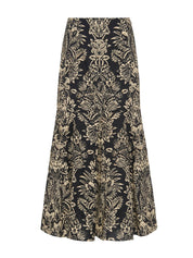 Clarisse trumpet midi skirt - Noir Flora