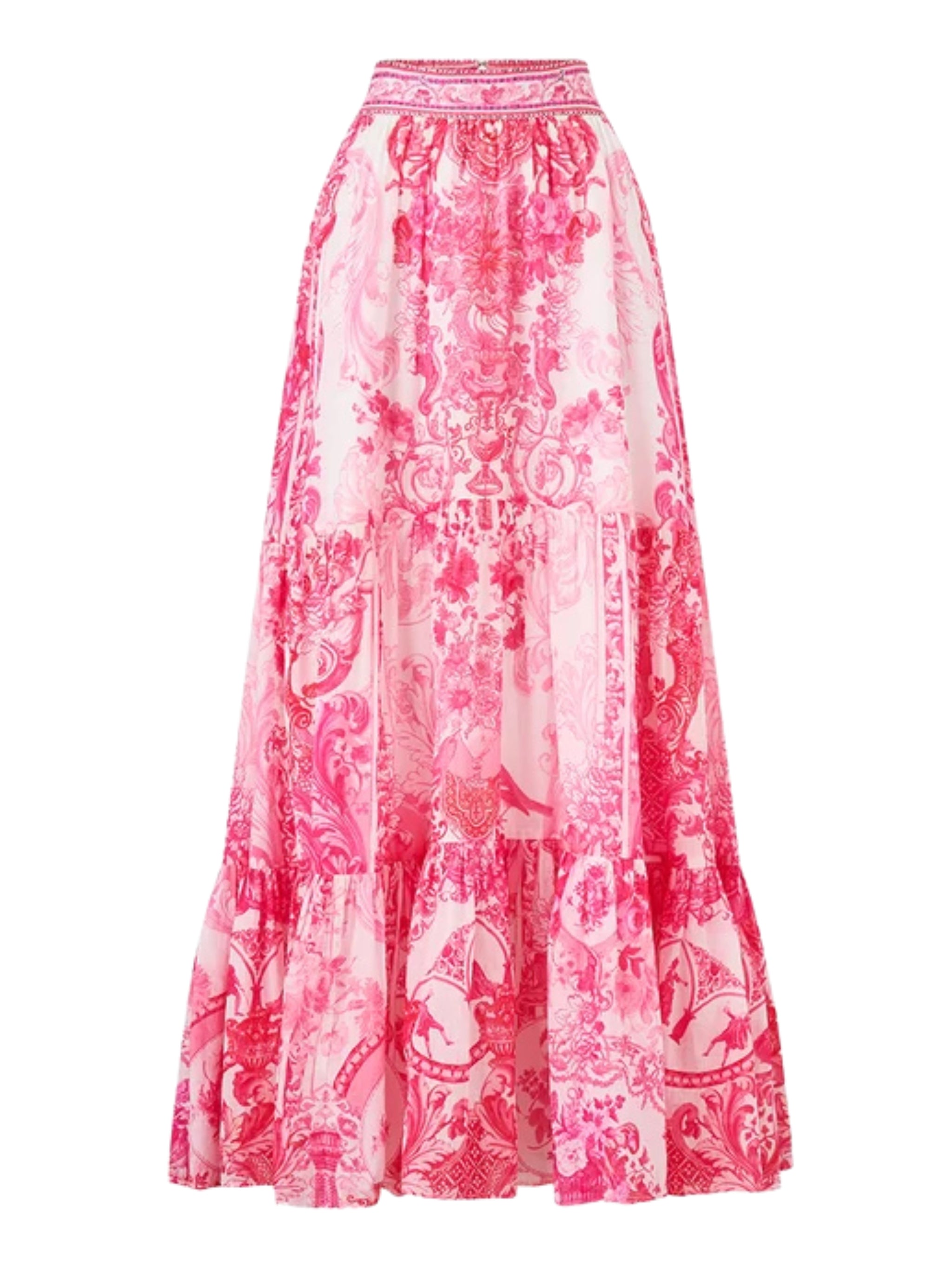High waisted tiered skirt