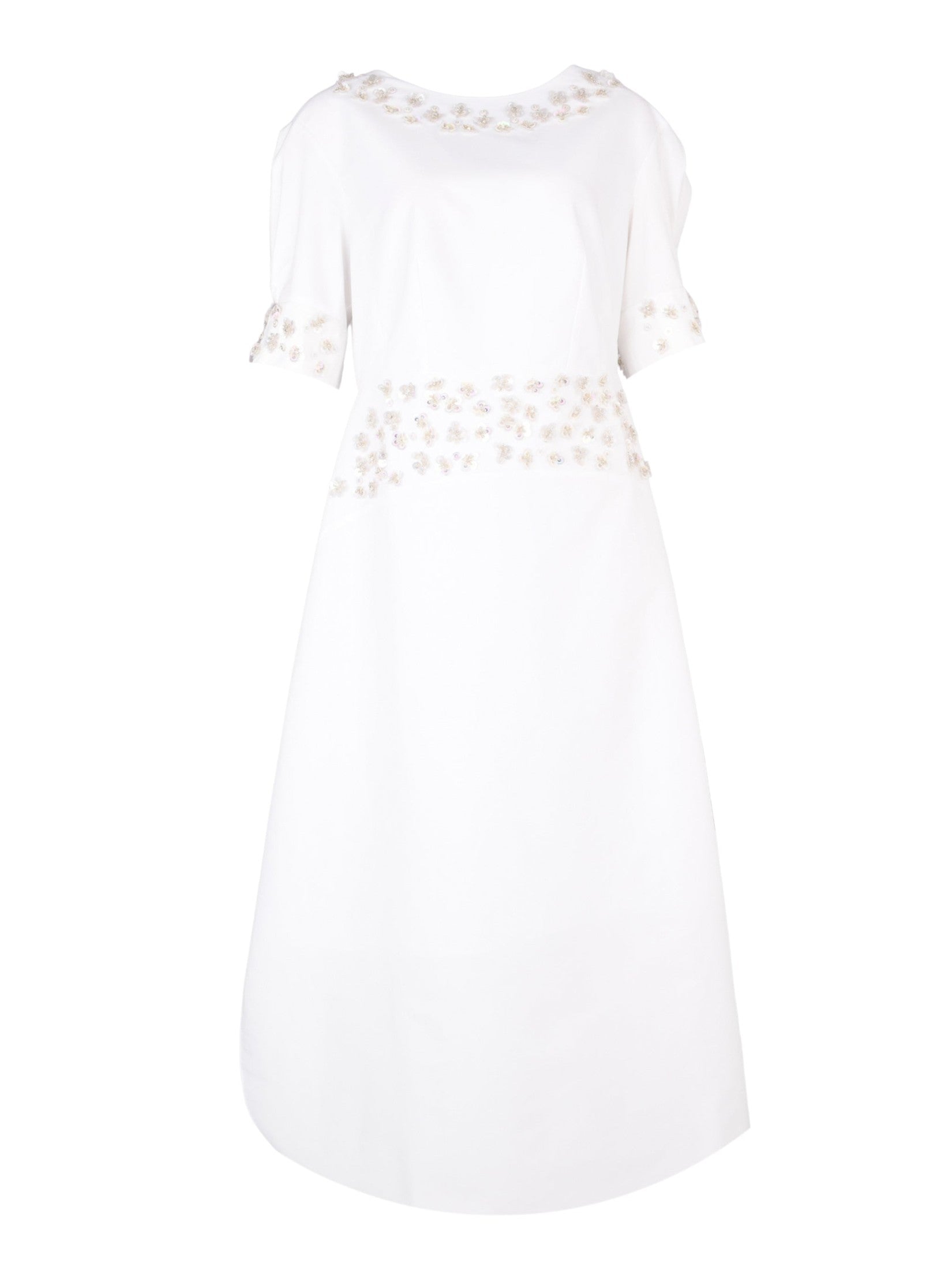 Hand embroiderd with 3d flower-bow sleeves- off shoulder-strait cut  dress