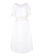 Hand embroiderd with 3d flower-bow sleeves- off shoulder-strait cut  dress