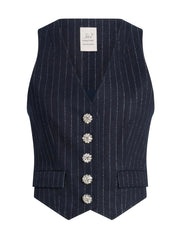 Anderson Pinstripe Embellished Top