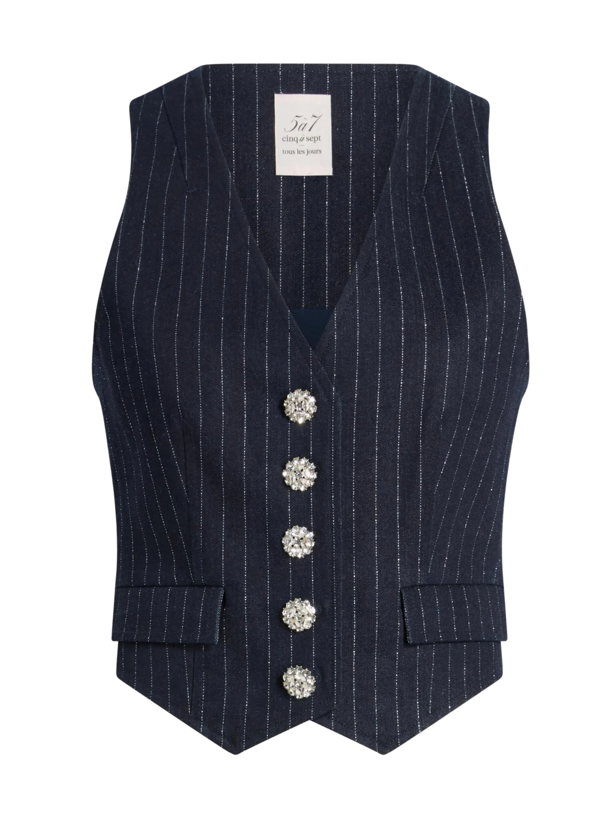 Anderson Pinstripe Embellished Top