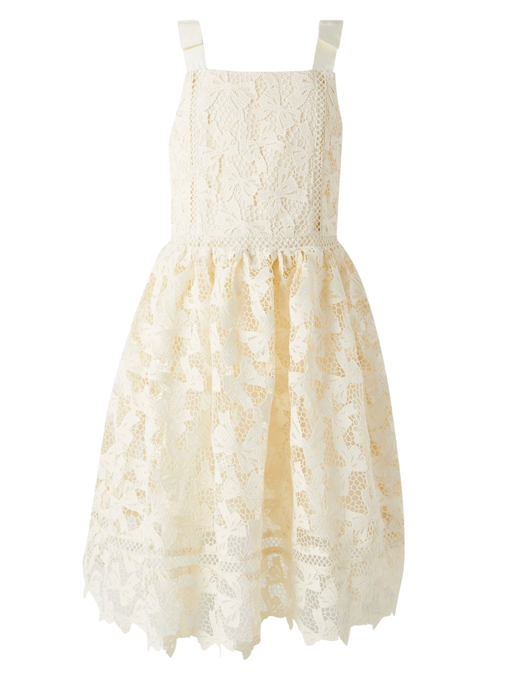White bow lace dress