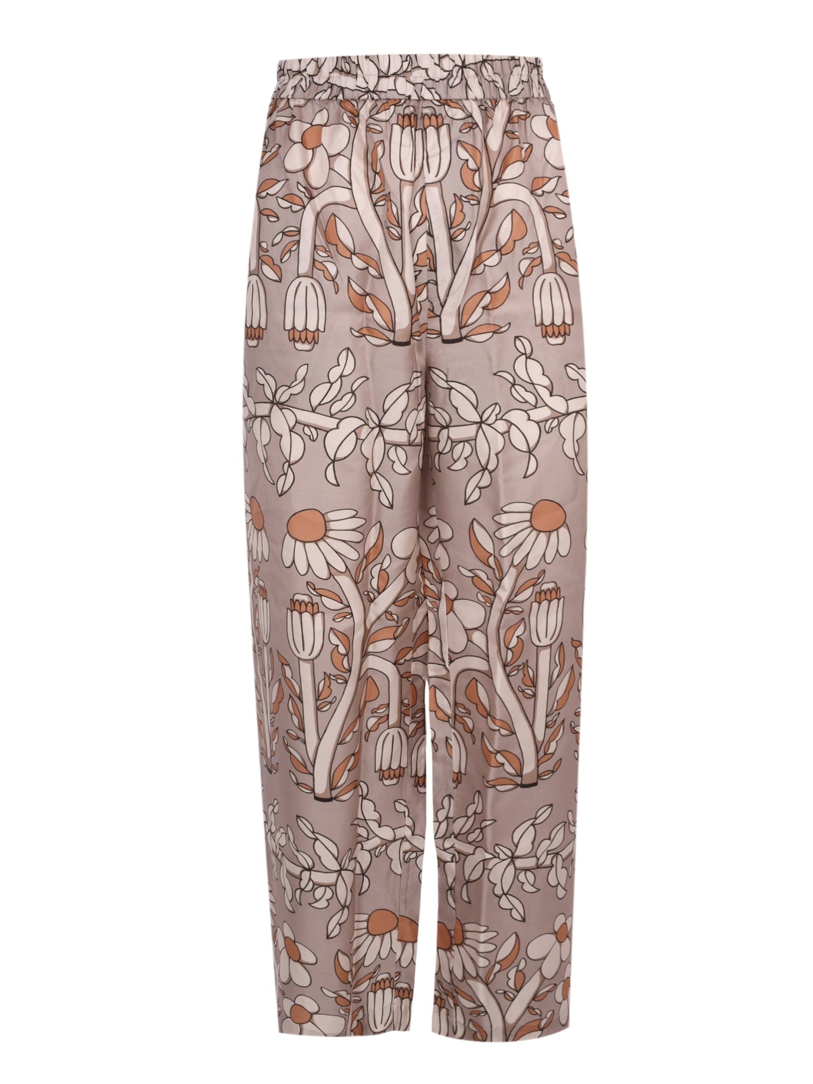 Fia twill silk print straight leg long pant