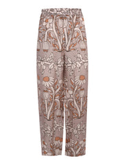 Fia twill silk print straight leg long pant