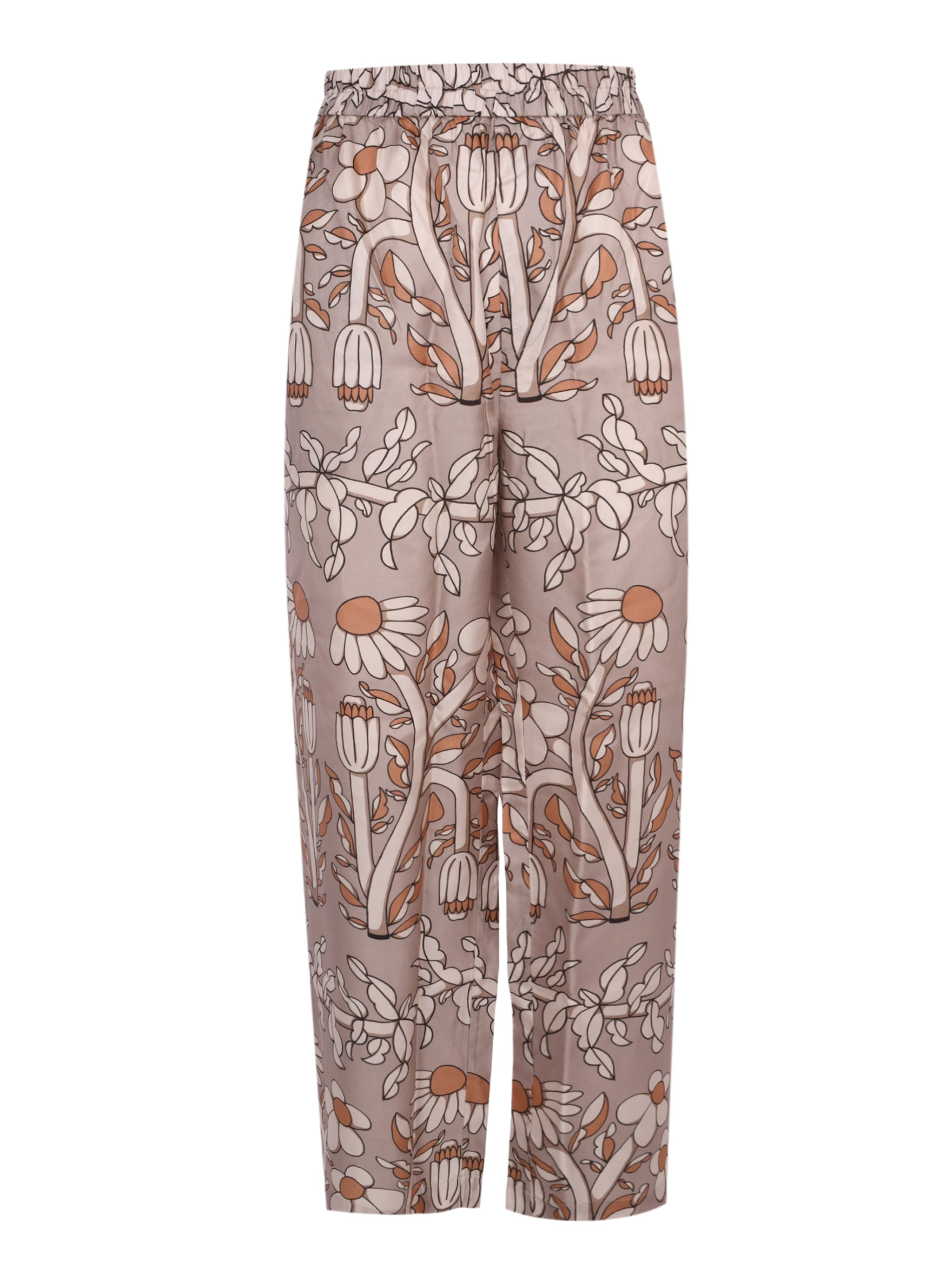 Fia twill silk print straight leg long pant