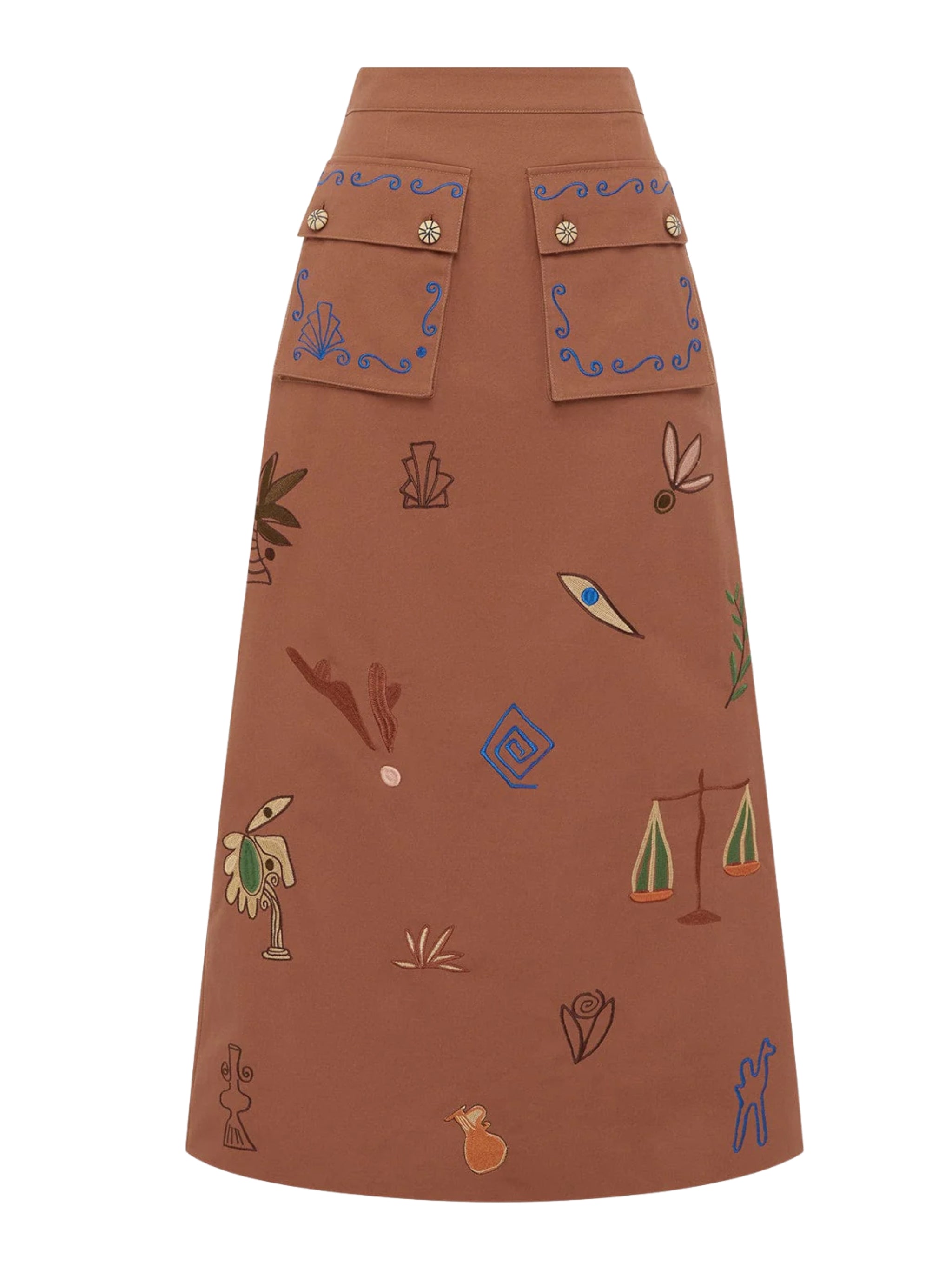 Dusty embroidered midi skirt