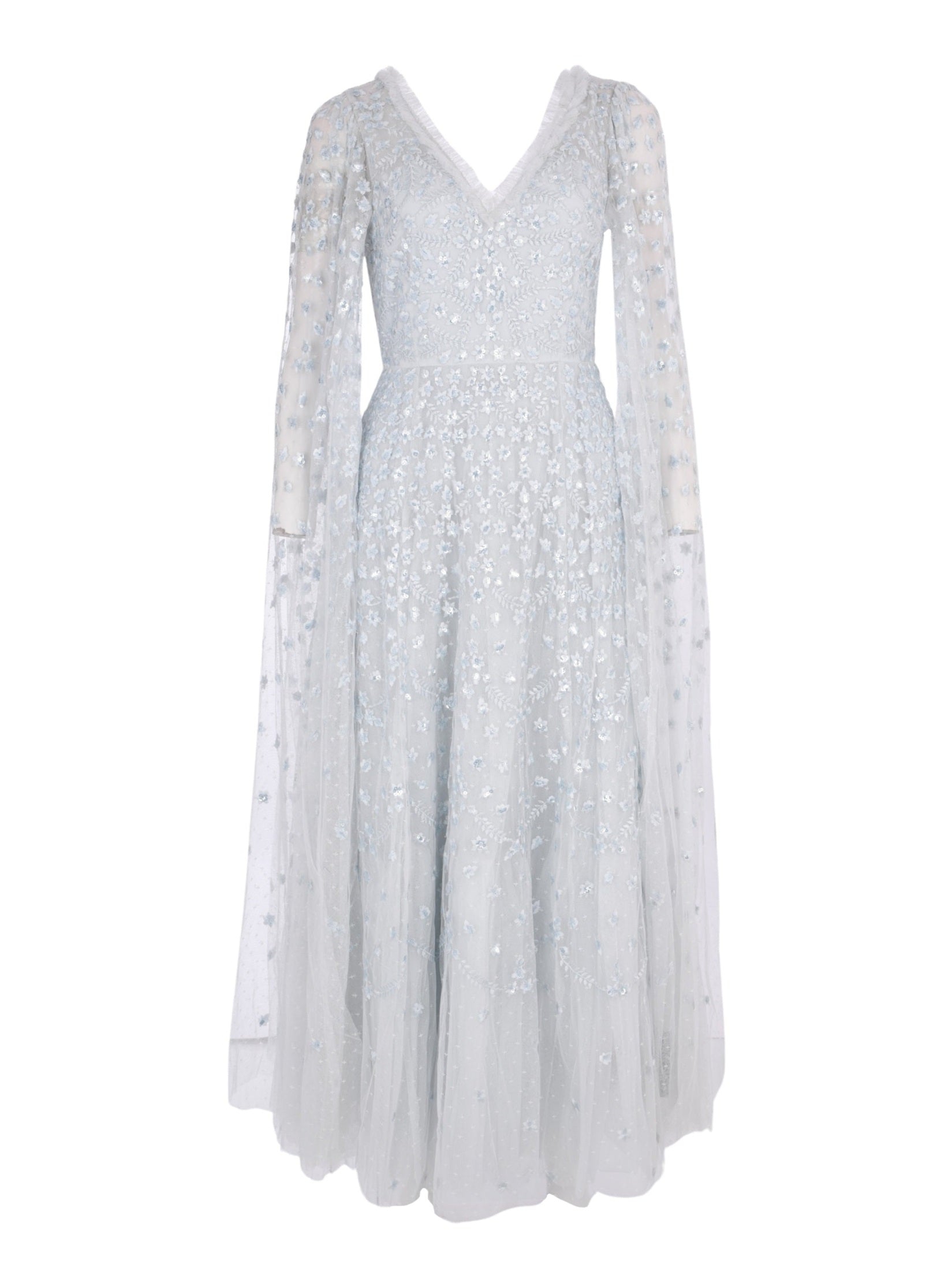 Clover cape sleeve ankle gown