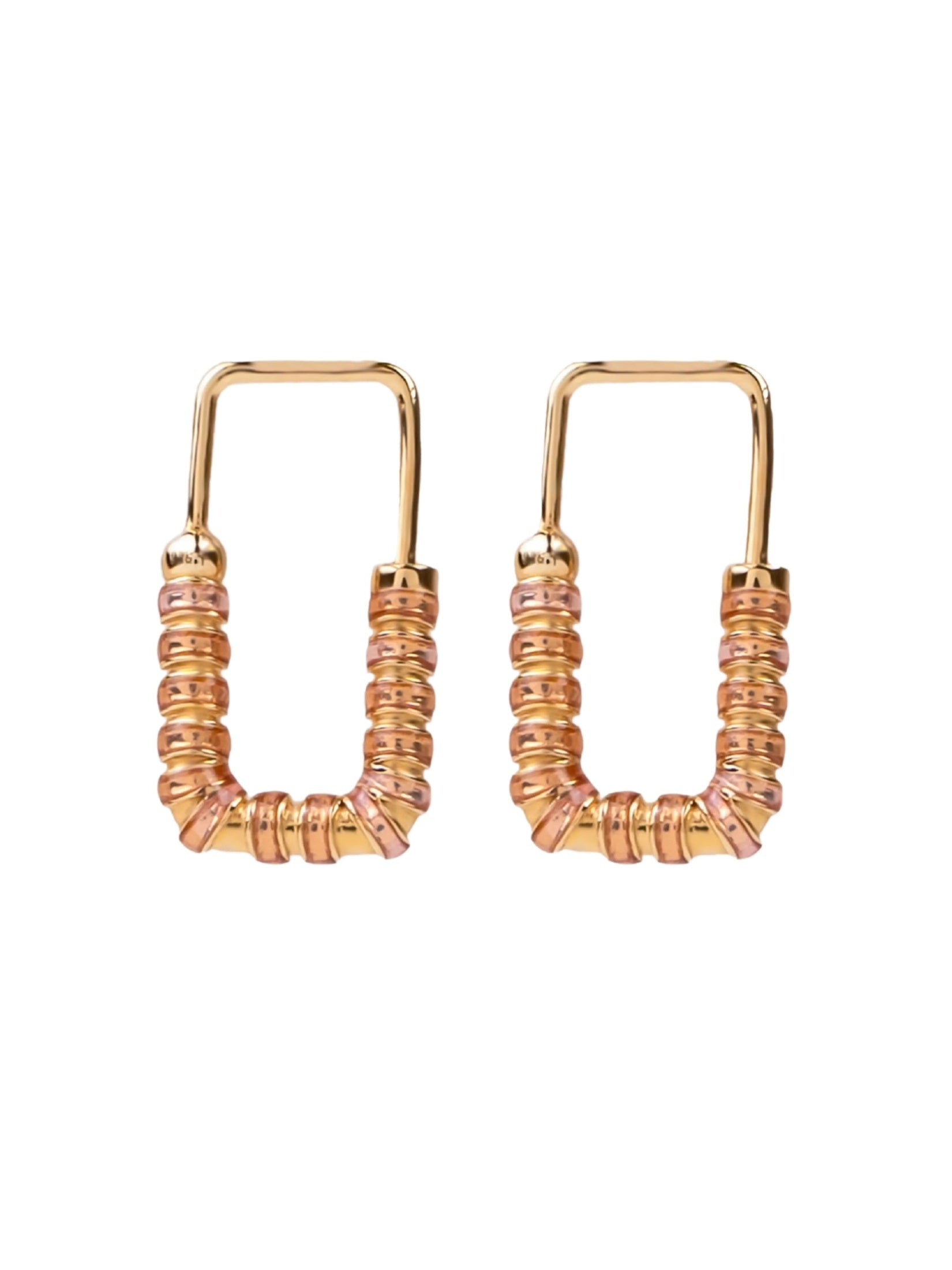 Nail lock earrings in sterling silver & 18k gold vermeil and peachy enamel