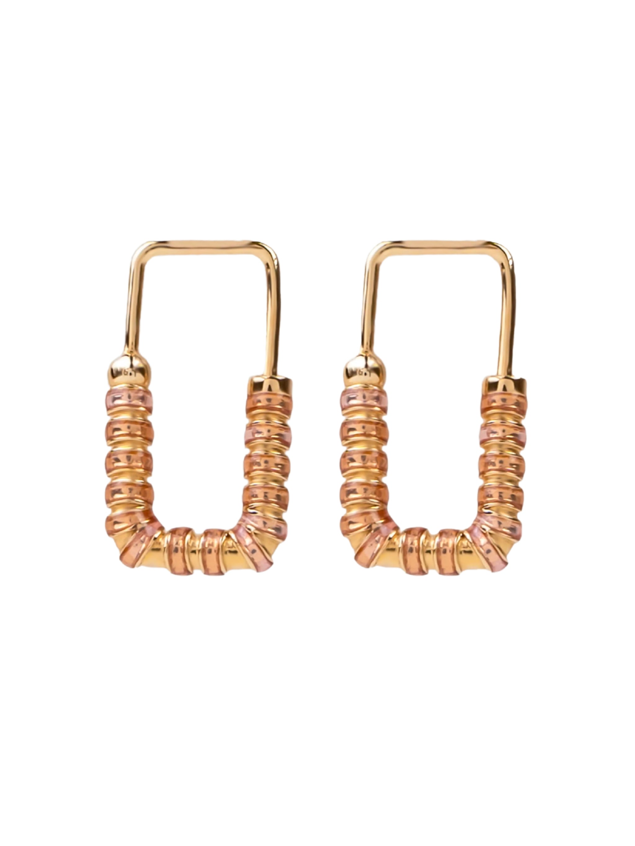 Nail lock earrings in sterling silver & 18k gold vermeil and peachy enamel