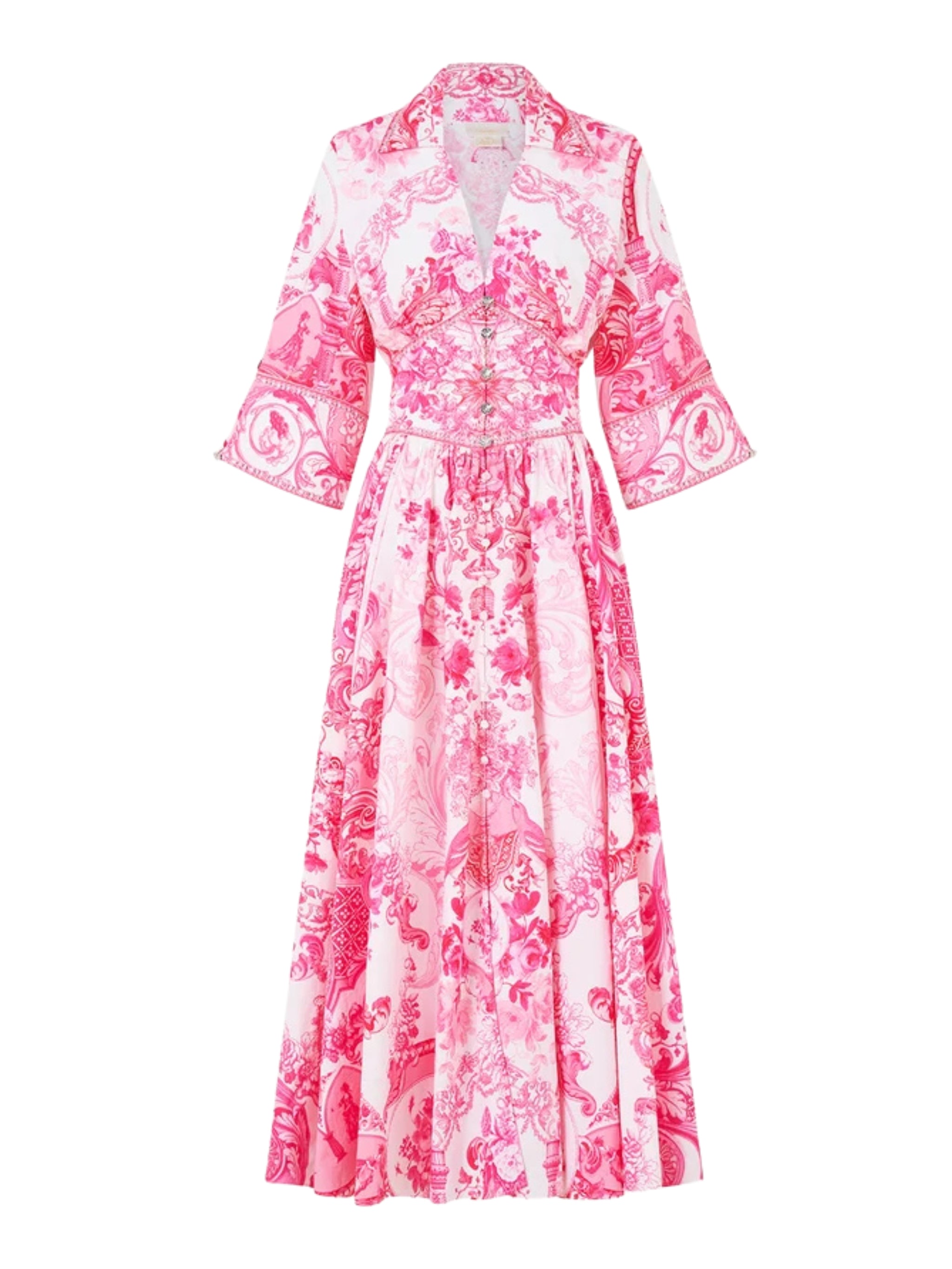 Shaped waistband midi dress