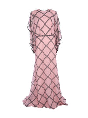 TAVIANNA GLITTER-TRIMMED SILK GOWN WITH SLIT SLEEVES